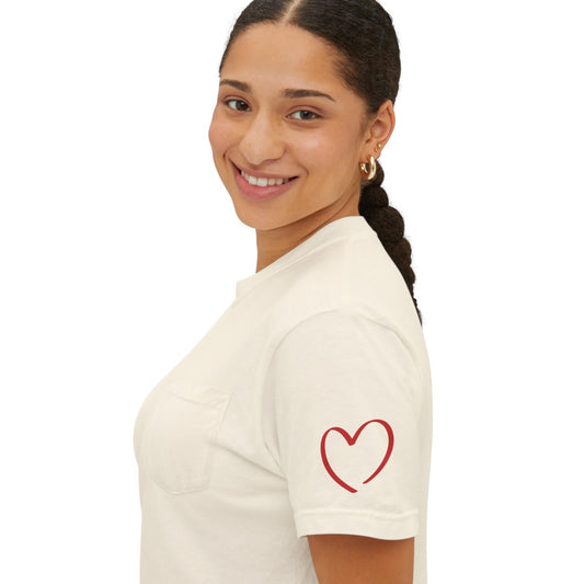 Subtle "Wears My Heart on My Sleeve" Unisex Short Sleeve T-Shirt - Eco-Friendly