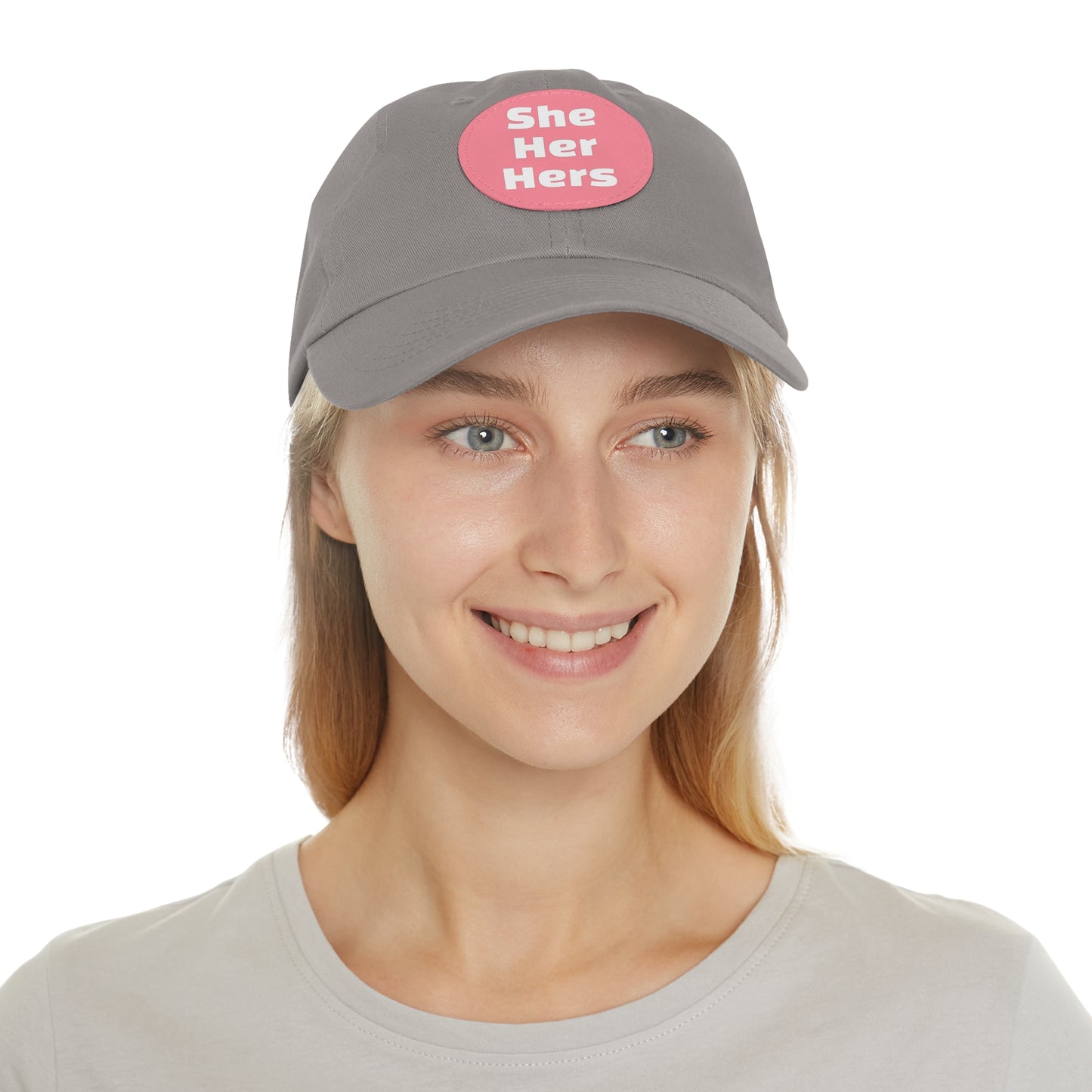 She/Her/Hers She Her Hers Pronouns Dad Hat with Round Leather Patch