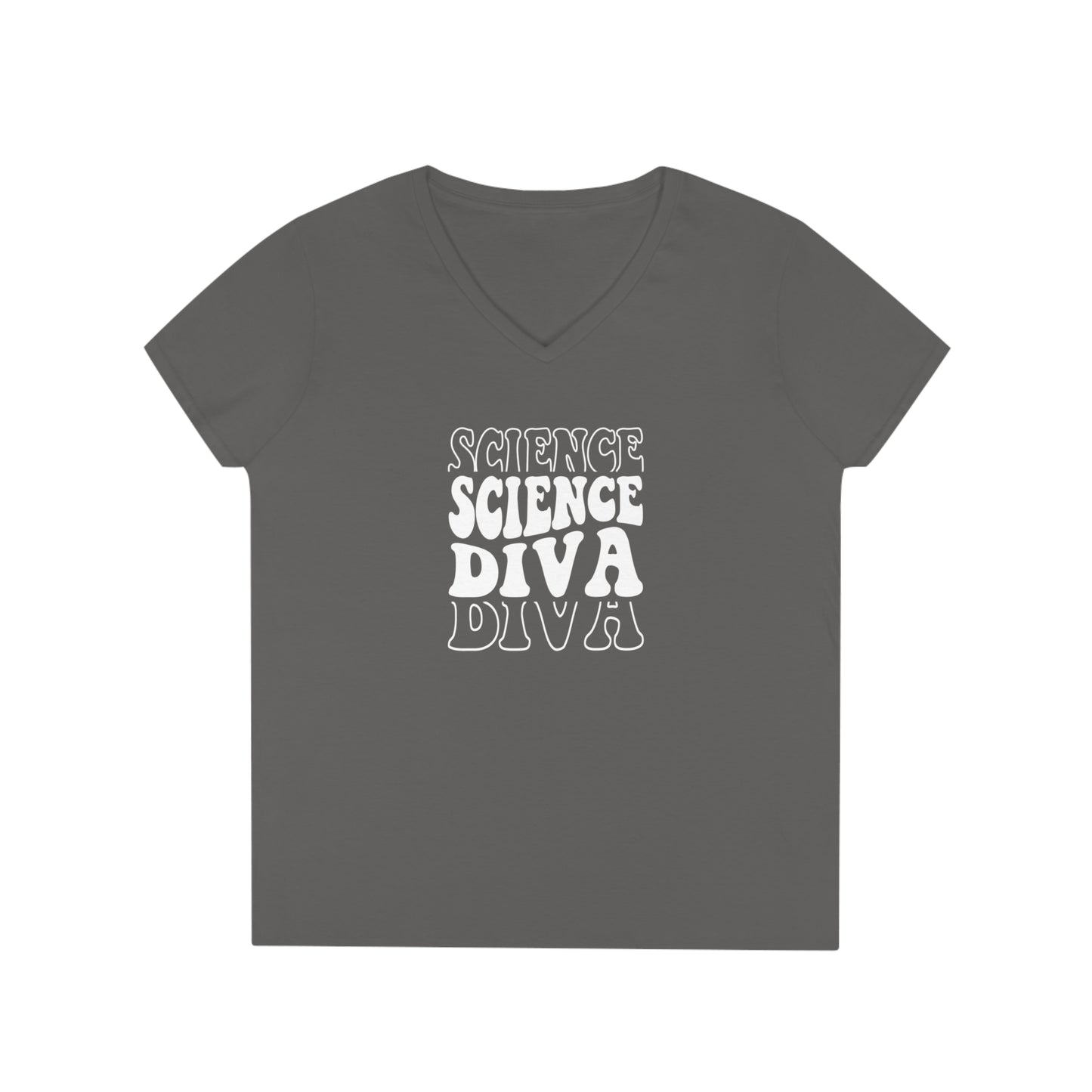 Science Diva Ladies' V-Neck T-Shirt - Science Enthusiast Tee - Girl Woman Female Scientist or Science Lover Shirt - Science Teacher Appreciation