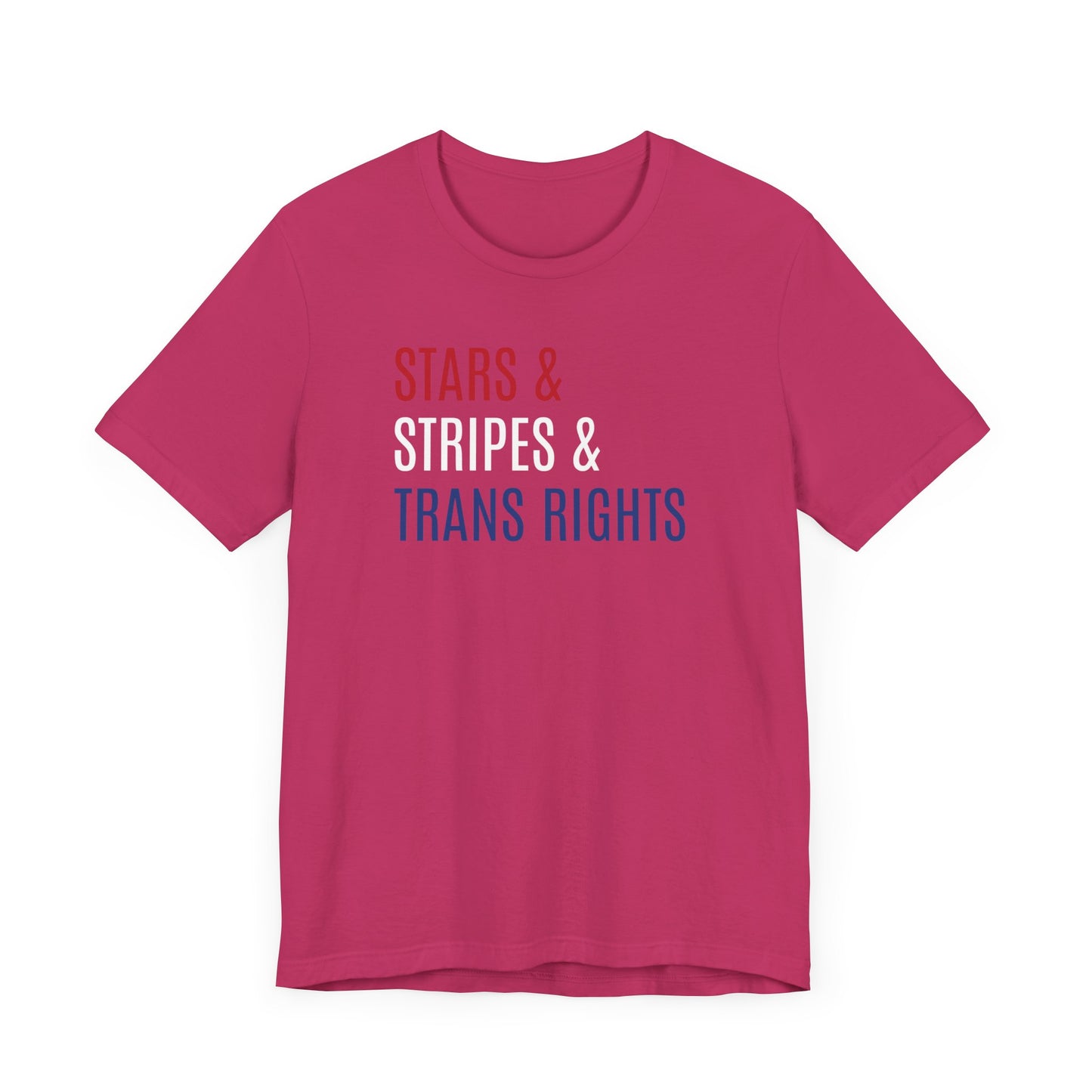 Stars, Stripes, Trans Rights Unisex T-Shirt - Red White Blue Patriotic Shirt - LGBTQ - Transgender Tee