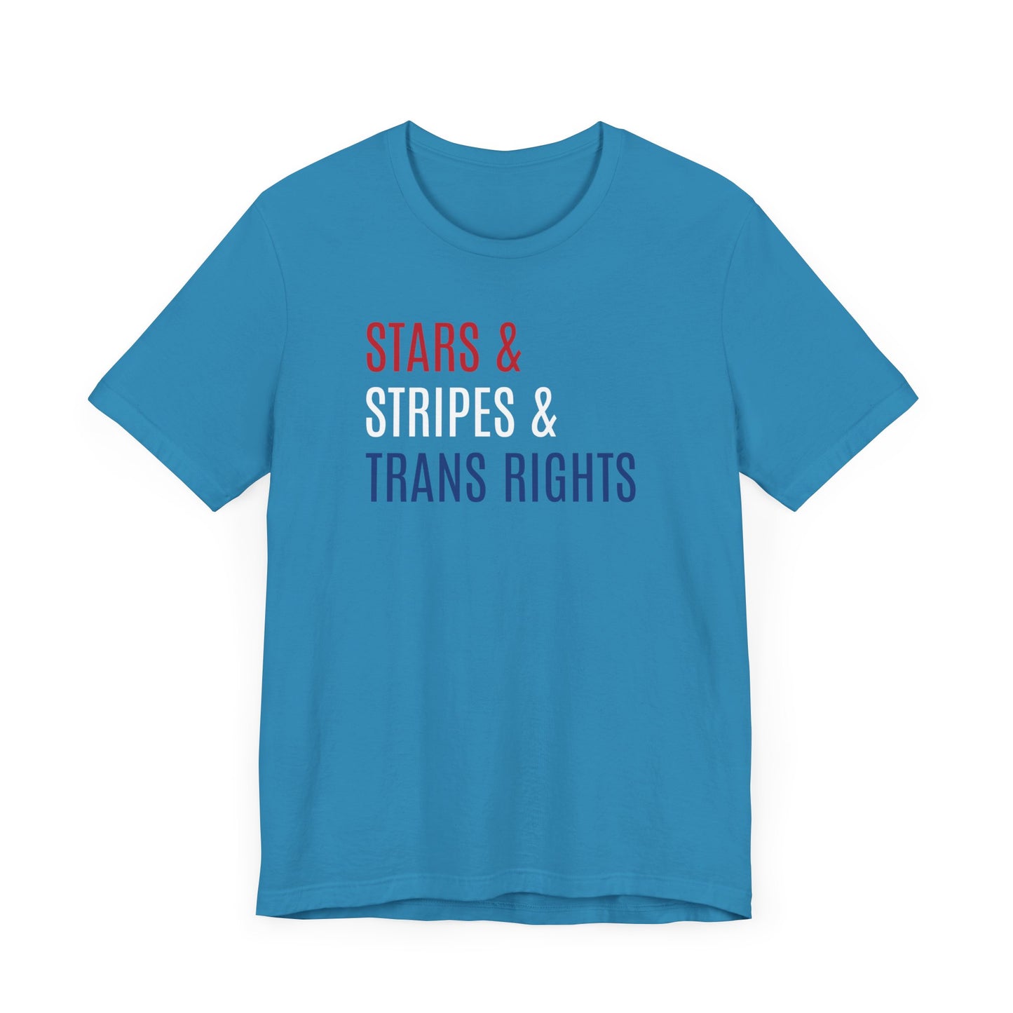 Stars, Stripes, Trans Rights Unisex T-Shirt - Red White Blue Patriotic Shirt - LGBTQ - Transgender Tee