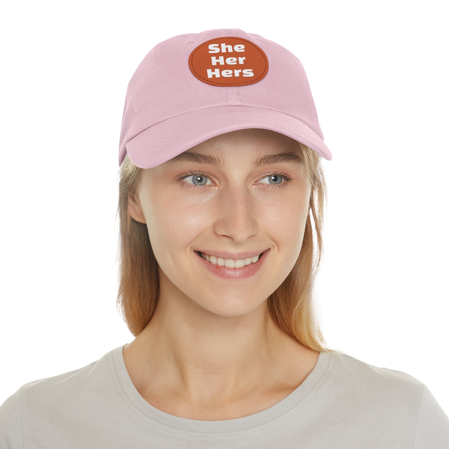 She/Her/Hers She Her Hers Pronouns Dad Hat with Round Leather Patch