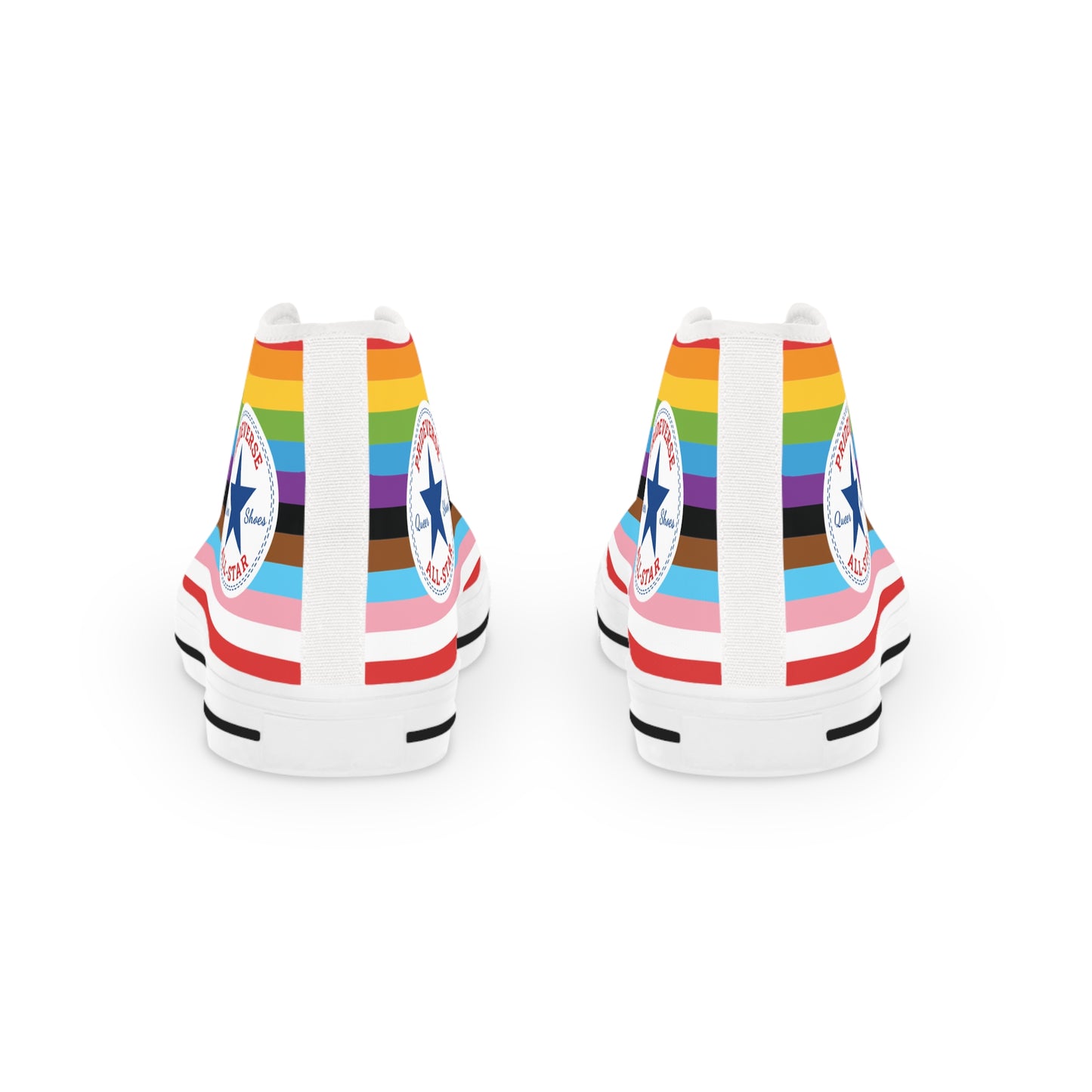 Progress Pride Men's Prideverse High Top Sneakers - LGBTQ Flag Shoes for PRIDE Parade - Queer Shoes - Great Coming Out or Christmas Gift