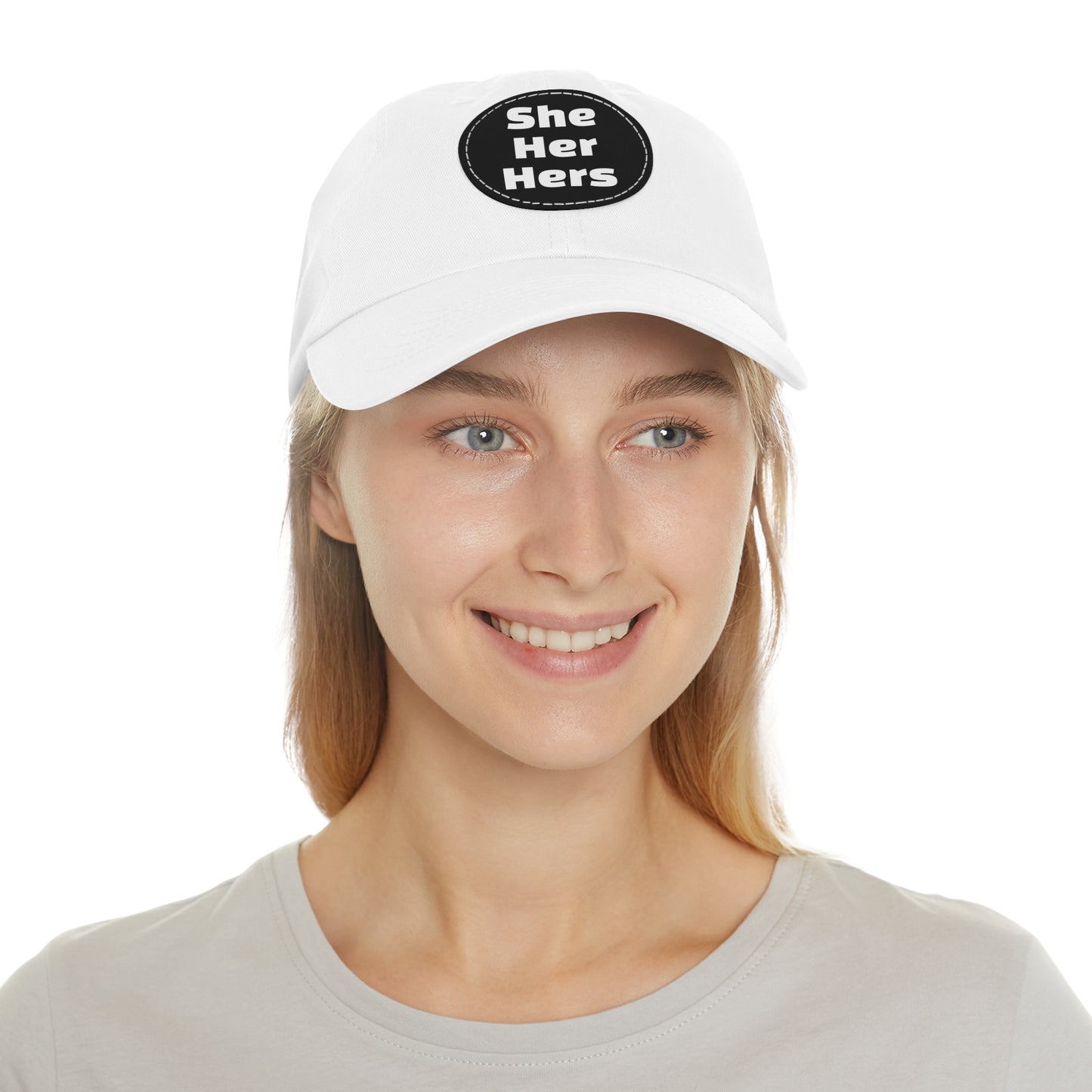 She/Her/Hers She Her Hers Pronouns Dad Hat with Round Leather Patch