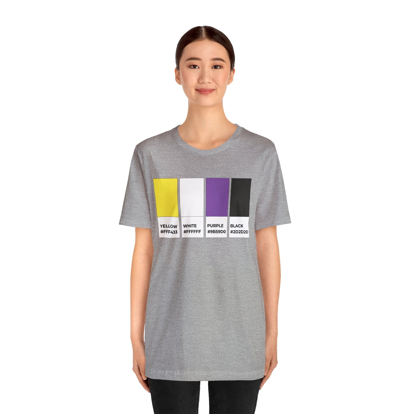 Funny Non-Binary Enby NB Pride Flag Pantone Colors Unisex Jersey Short Sleeve T-Shirt