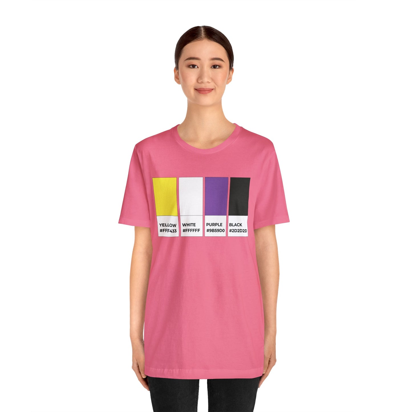 Funny Non-Binary Enby NB Pride Flag Pantone Colors Unisex Jersey Short Sleeve T-Shirt