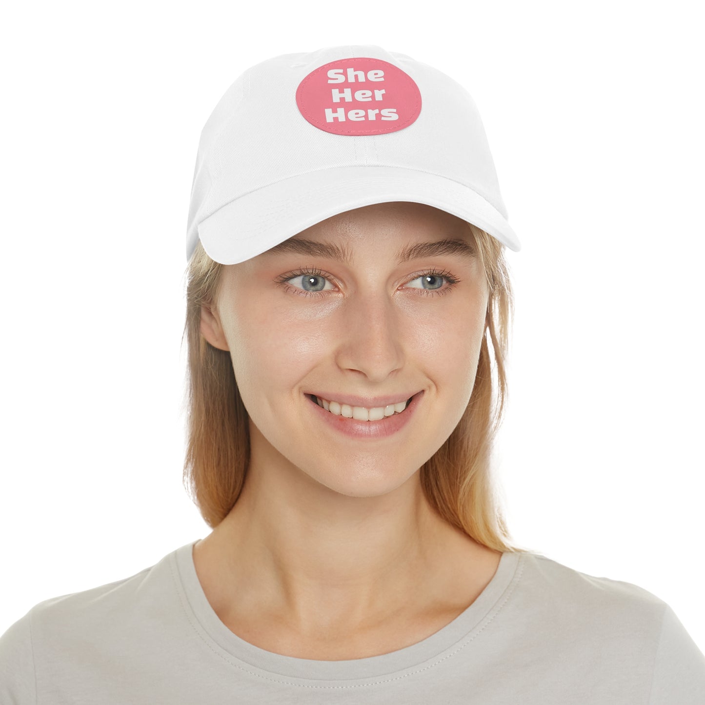 She/Her/Hers She Her Hers Pronouns Dad Hat with Round Leather Patch