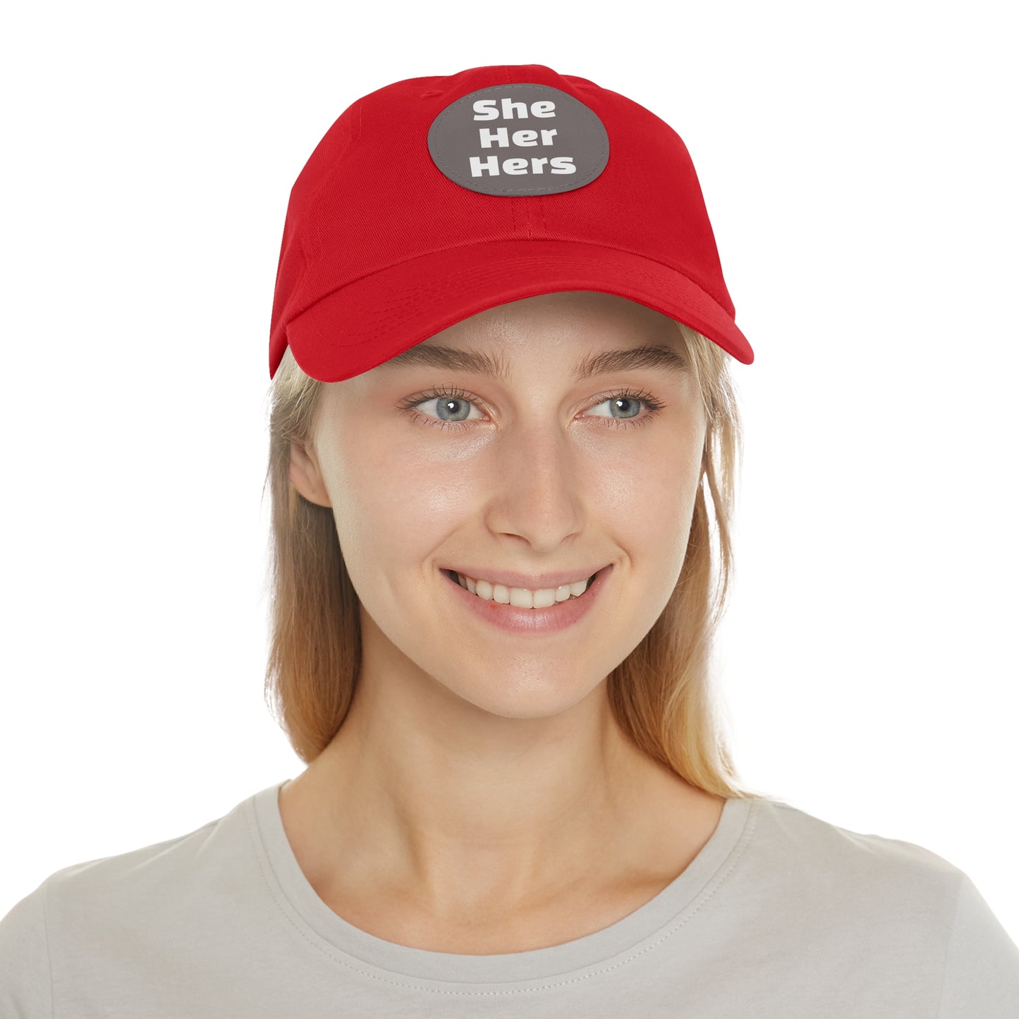 She/Her/Hers She Her Hers Pronouns Dad Hat with Round Leather Patch