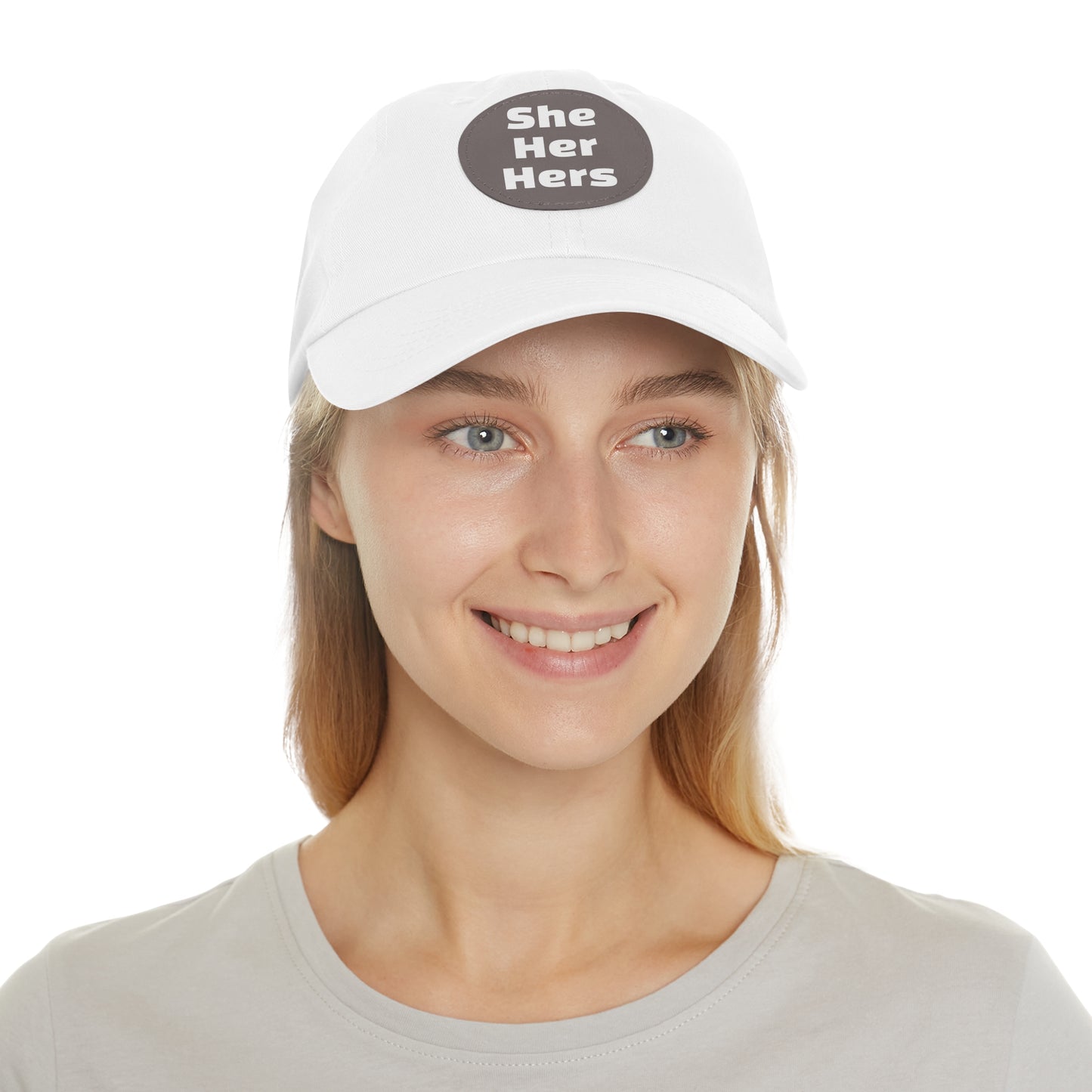 She/Her/Hers She Her Hers Pronouns Dad Hat with Round Leather Patch