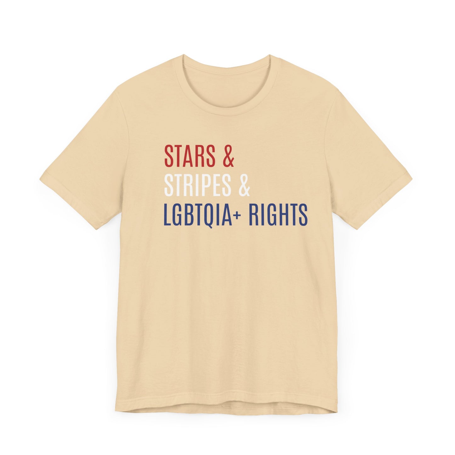 Stars, Stripes, LGBTQIA+ Rights Unisex T-Shirt - Red White Blue Patriotic Shirt - Gay Trans Non-Binary Progressive Shirt