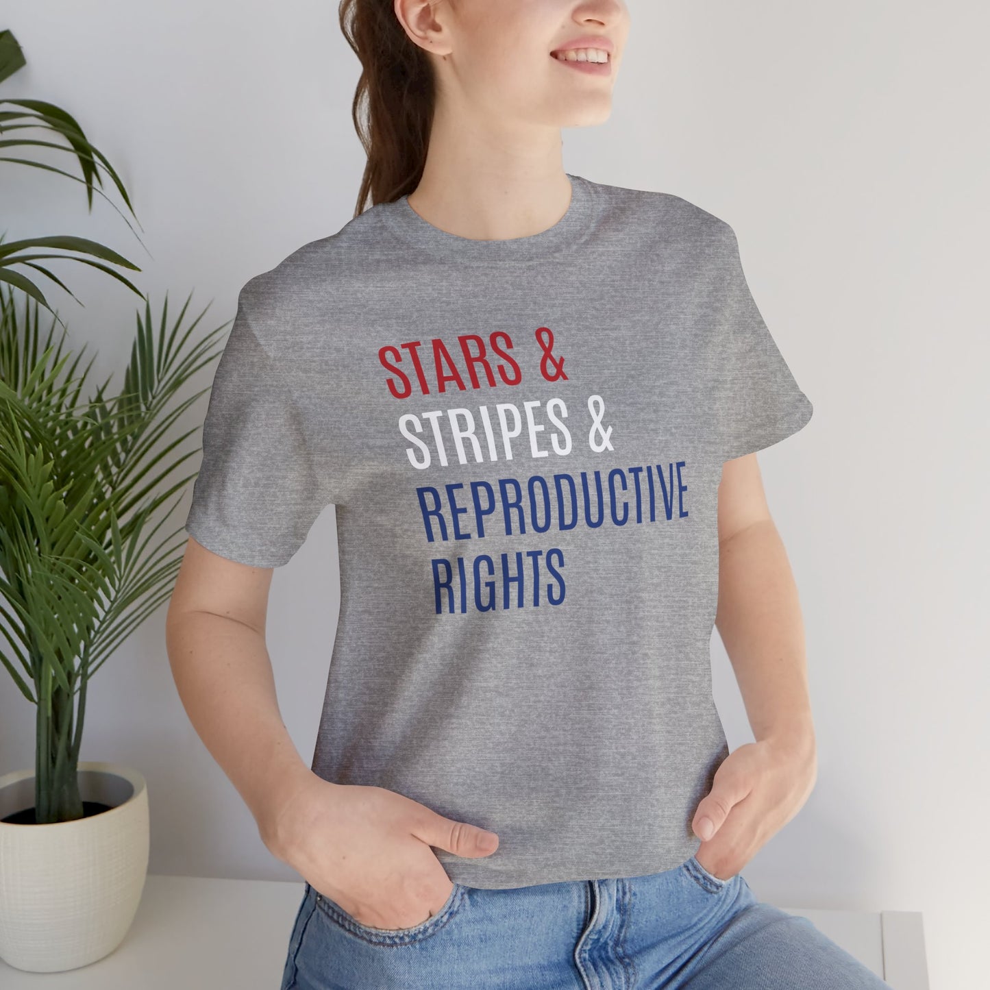 Stars, Stripes, Reproductive Rights Unisex T-Shirt - Red White Blue Patriotic Shirt - Pro-Choice - Women's Rights