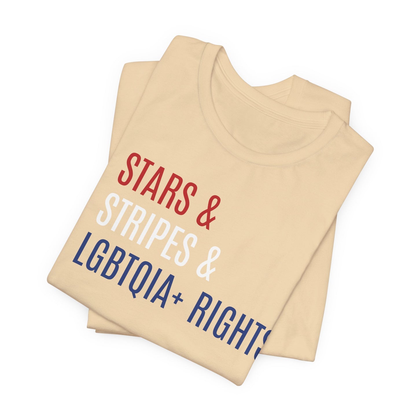 Stars, Stripes, LGBTQIA+ Rights Unisex T-Shirt - Red White Blue Patriotic Shirt - Gay Trans Non-Binary Progressive Shirt