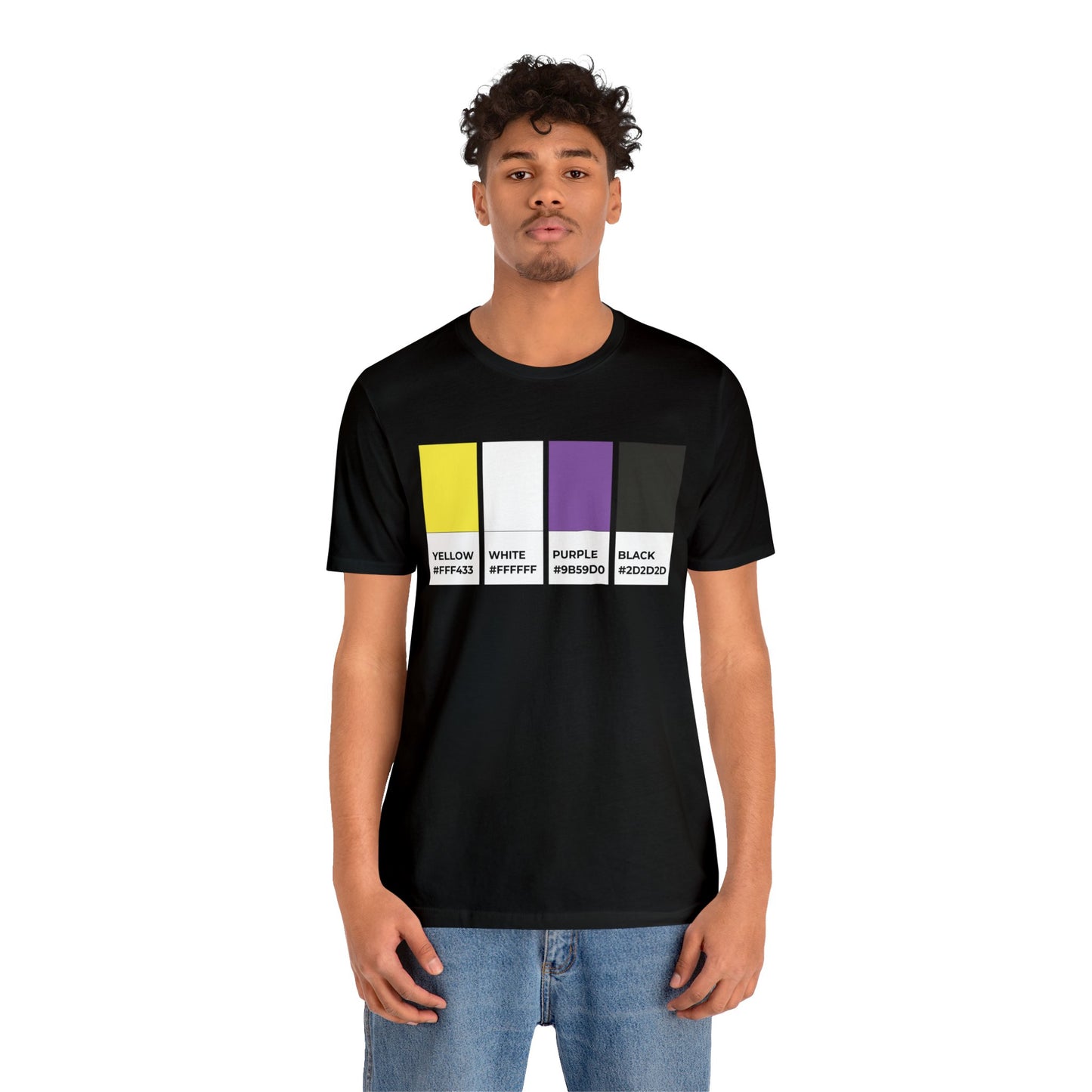 Funny Non-Binary Enby NB Pride Flag Pantone Colors Unisex Jersey Short Sleeve T-Shirt