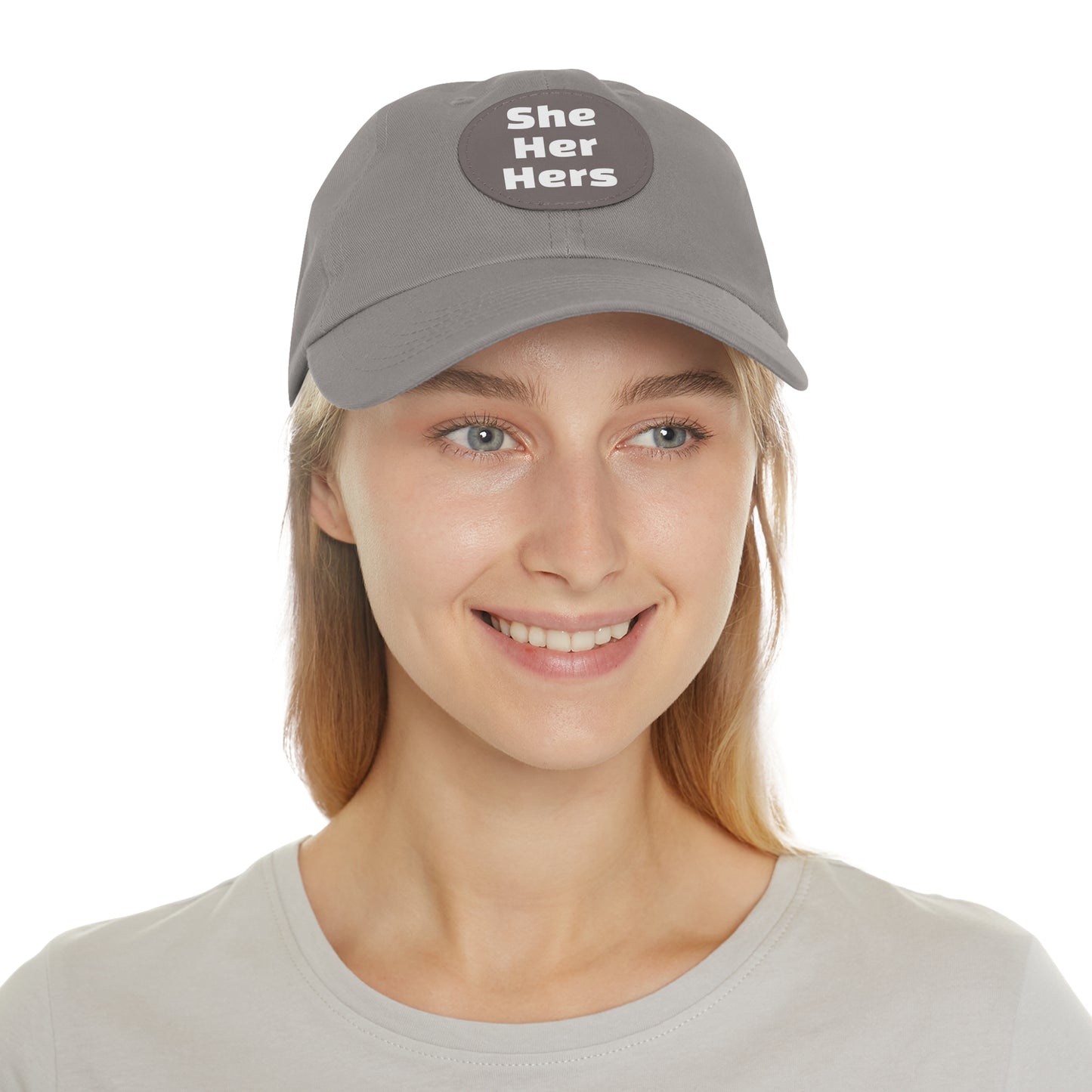 She/Her/Hers She Her Hers Pronouns Dad Hat with Round Leather Patch