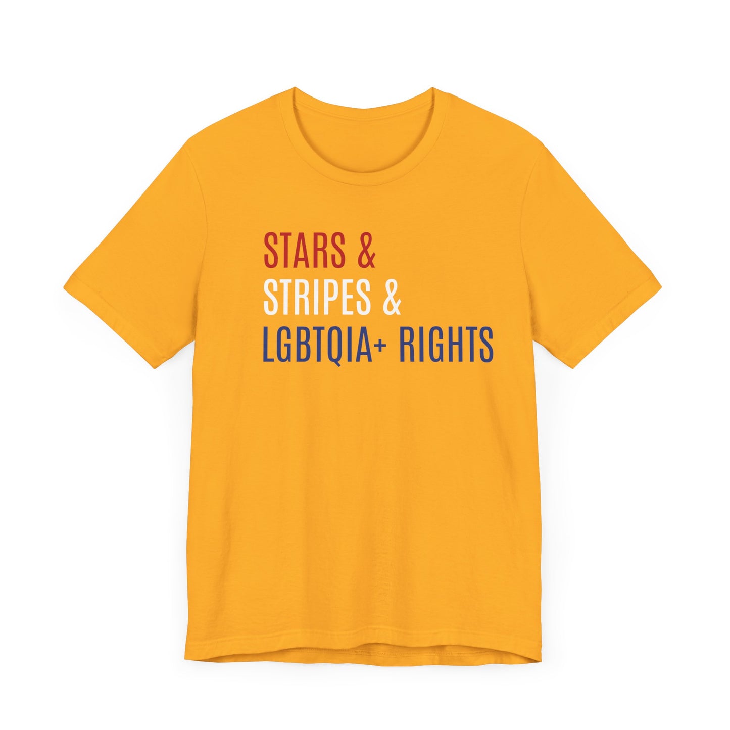 Stars, Stripes, LGBTQIA+ Rights Unisex T-Shirt - Red White Blue Patriotic Shirt - Gay Trans Non-Binary Progressive Shirt