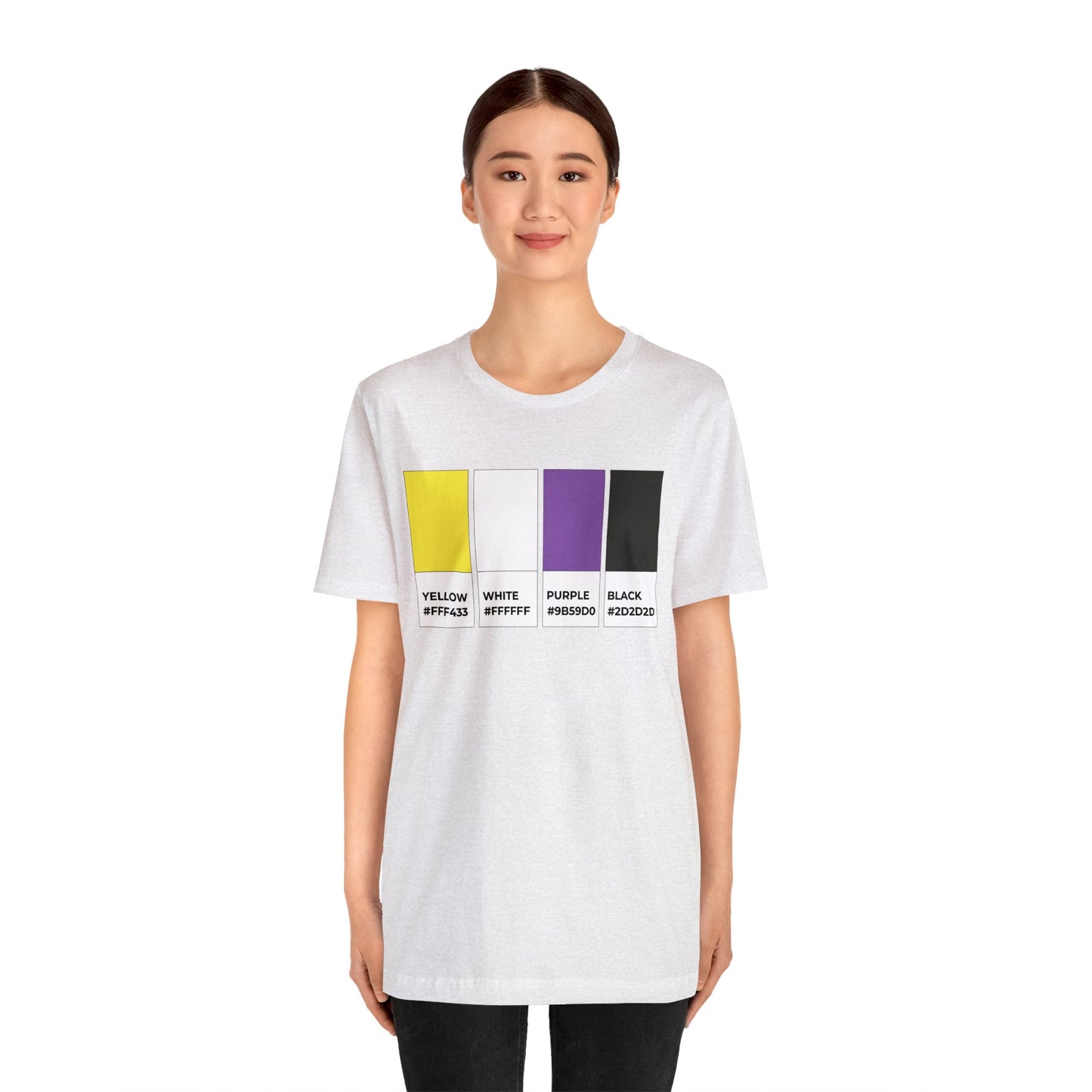 Funny Non-Binary Enby NB Pride Flag Pantone Colors Unisex Jersey Short Sleeve T-Shirt