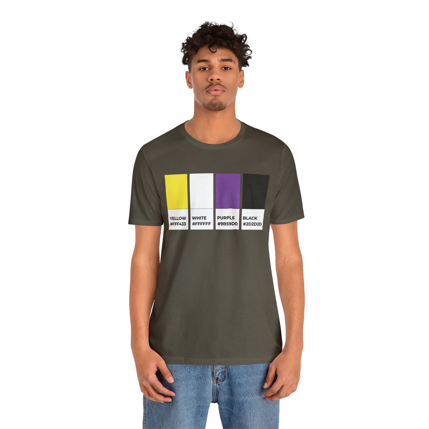 Funny Non-Binary Enby NB Pride Flag Pantone Colors Unisex Jersey Short Sleeve T-Shirt