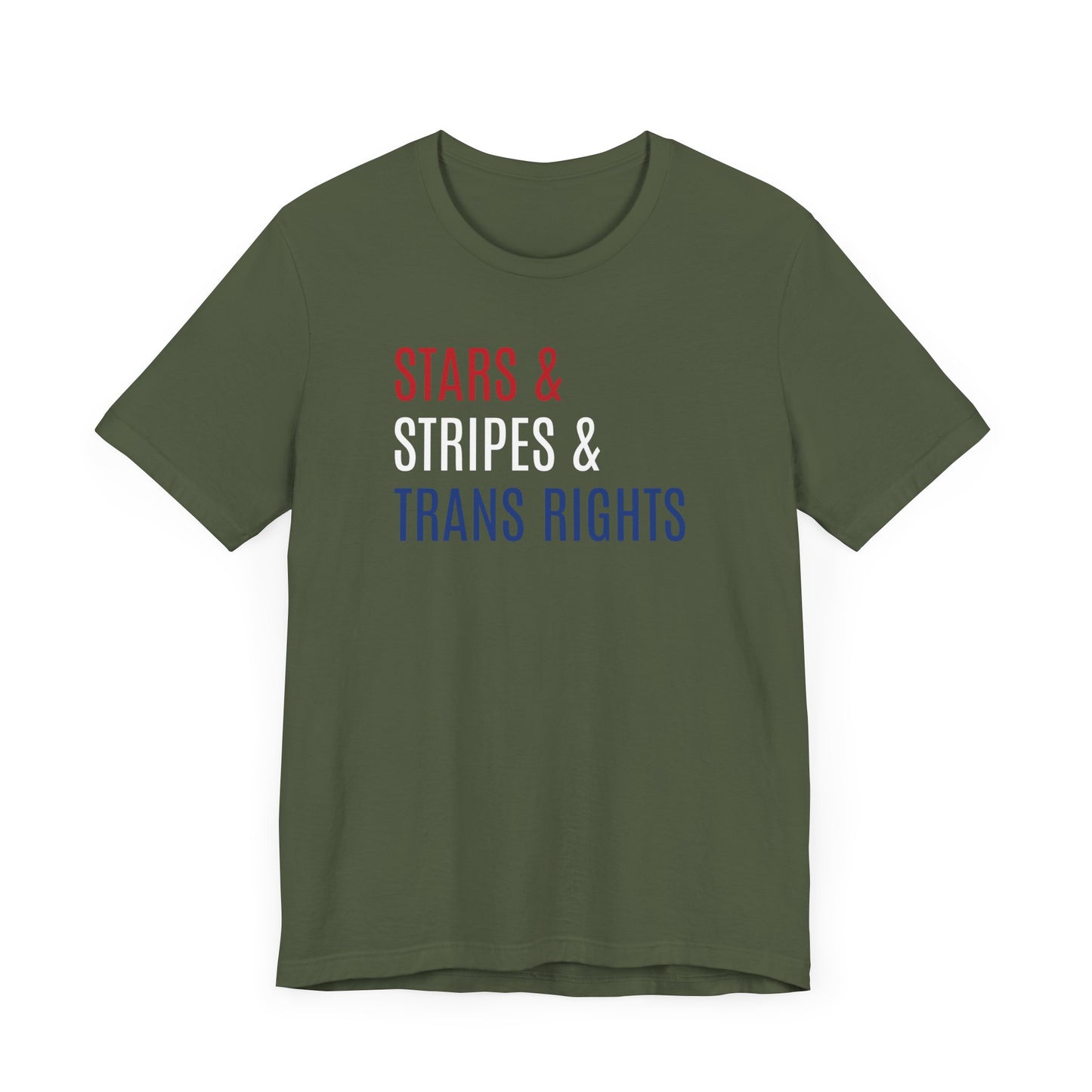 Stars, Stripes, Trans Rights Unisex T-Shirt - Red White Blue Patriotic Shirt - LGBTQ - Transgender Tee