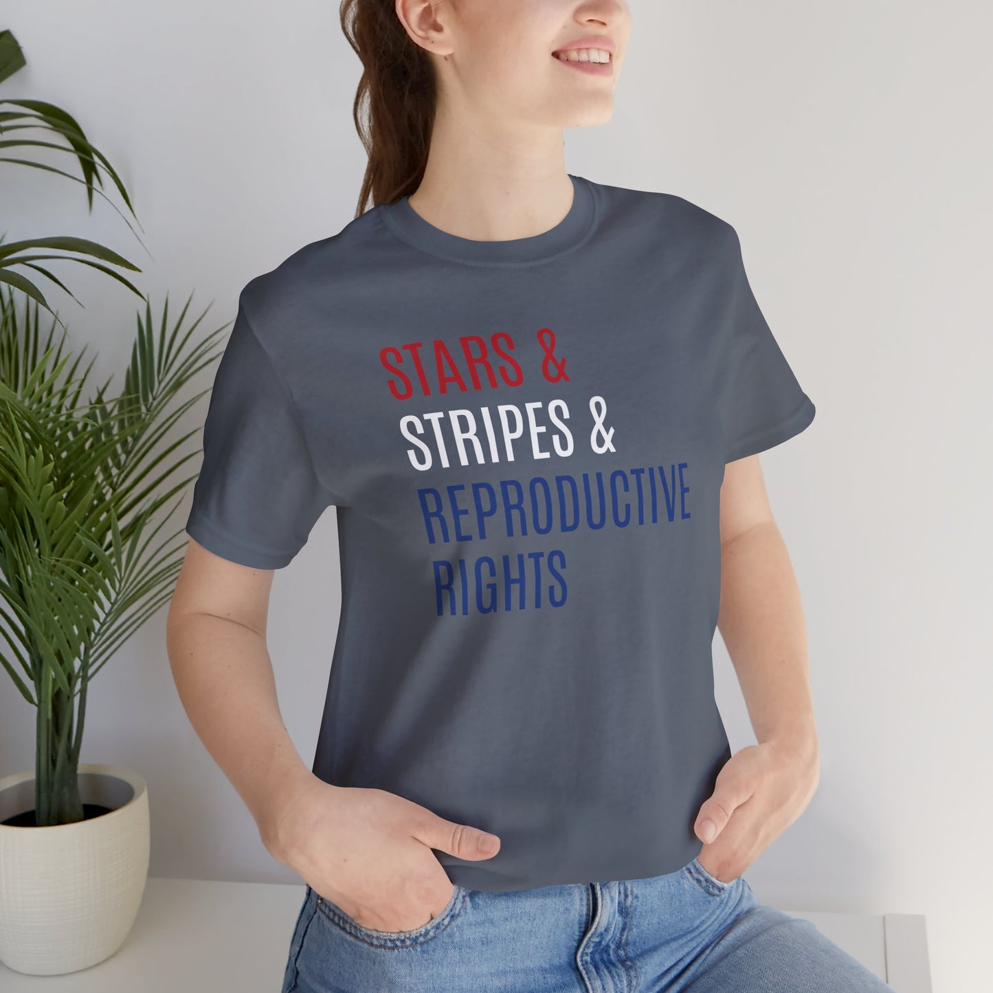 Stars, Stripes, Reproductive Rights Unisex T-Shirt - Red White Blue Patriotic Shirt - Pro-Choice - Women's Rights