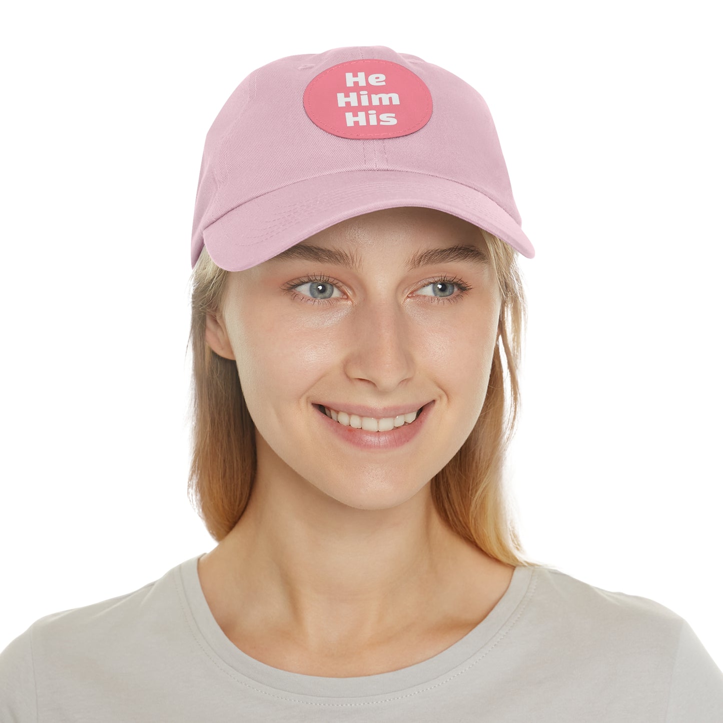 He/Him/His He Him His Pronouns Dad Hat with Round Leather Patch