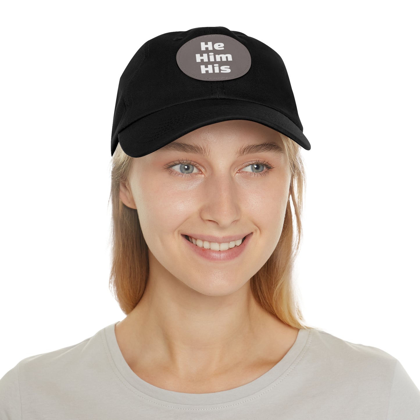 He/Him/His He Him His Pronouns Dad Hat with Round Leather Patch