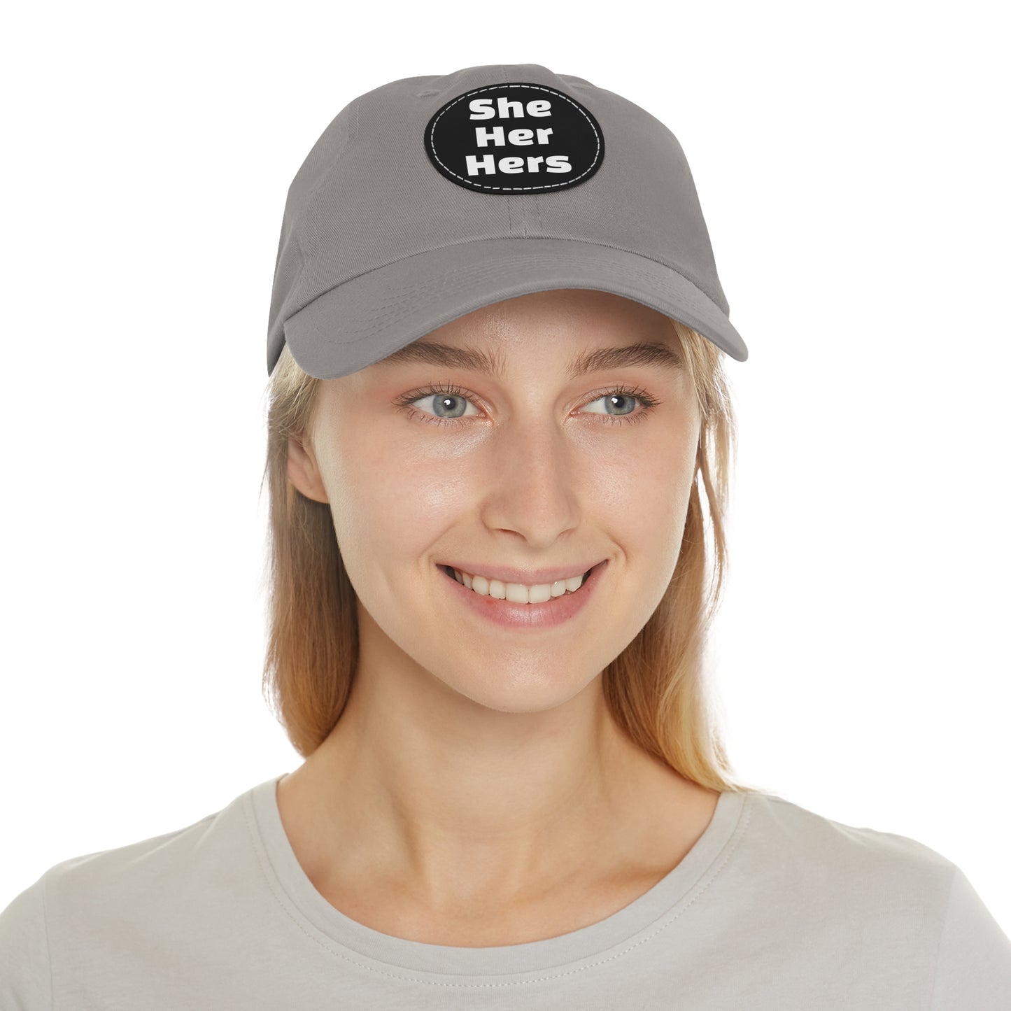 She/Her/Hers She Her Hers Pronouns Dad Hat with Round Leather Patch