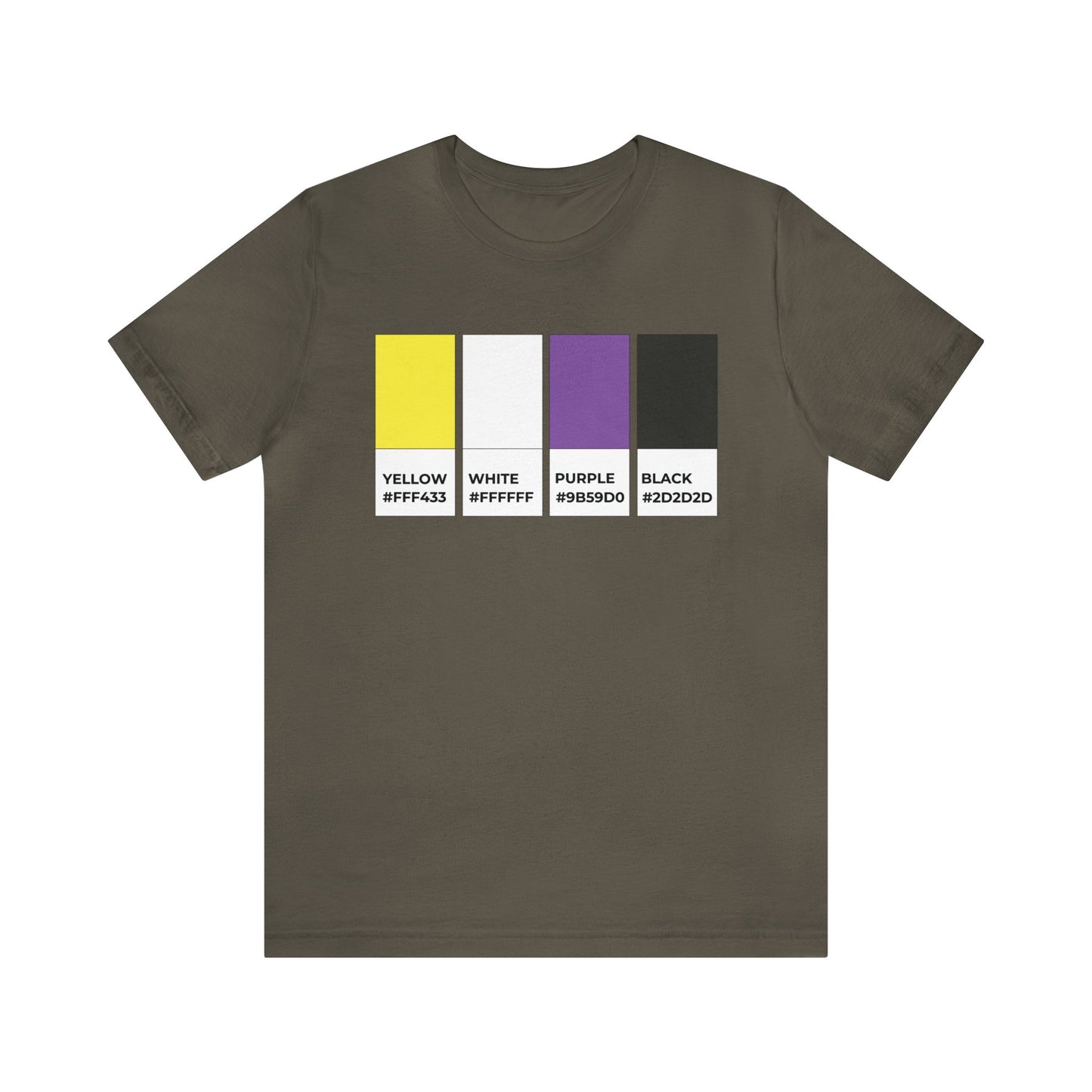 Funny Non-Binary Enby NB Pride Flag Pantone Colors Unisex Jersey Short Sleeve T-Shirt