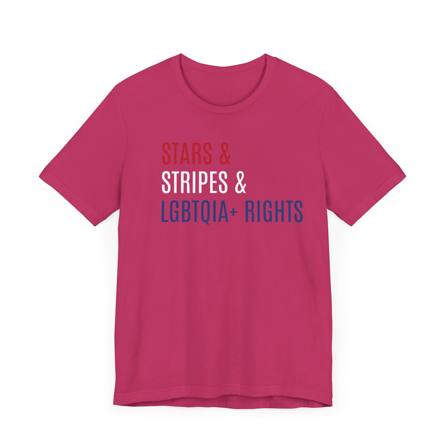 Stars, Stripes, LGBTQIA+ Rights Unisex T-Shirt - Red White Blue Patriotic Shirt - Gay Trans Non-Binary Progressive Shirt