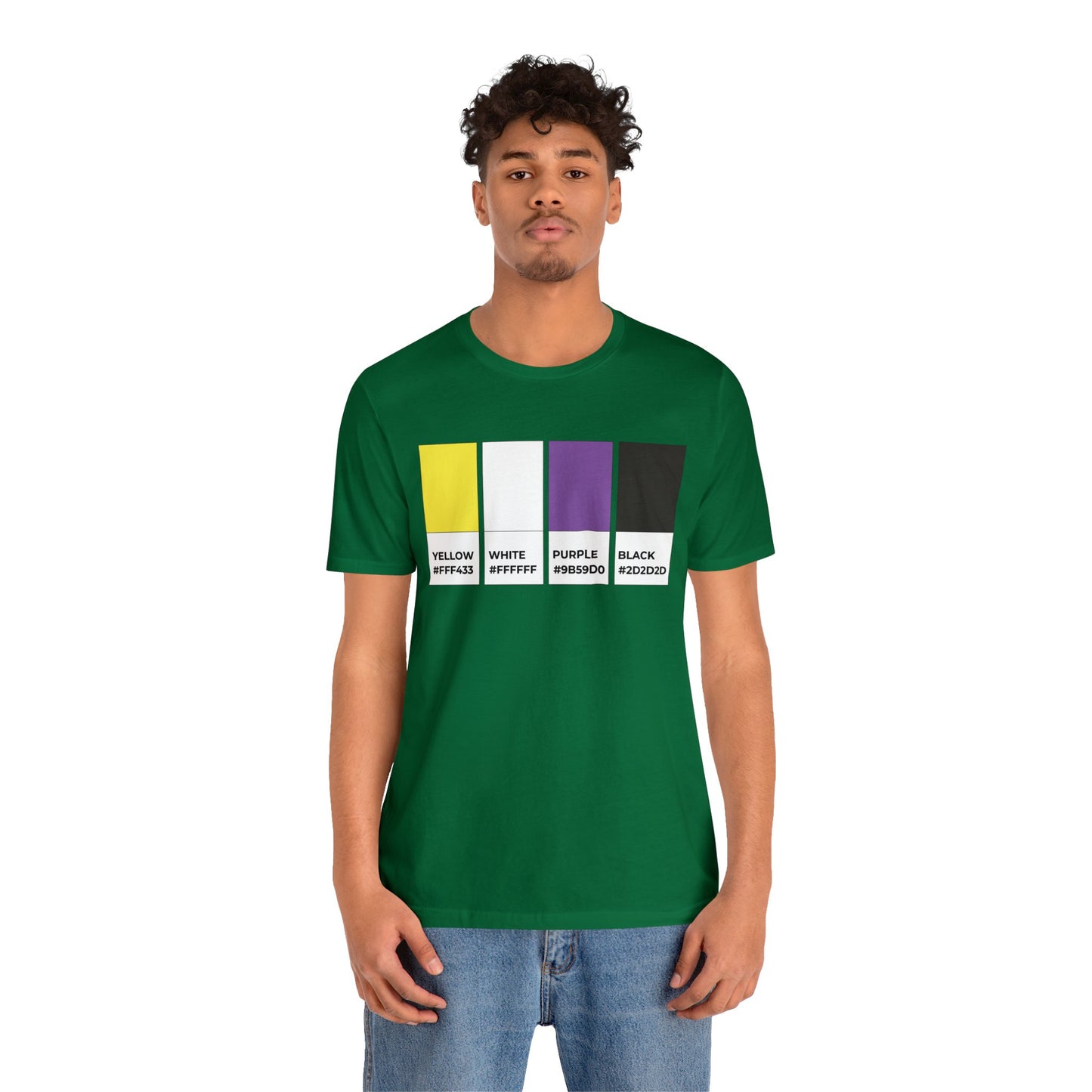 Funny Non-Binary Enby NB Pride Flag Pantone Colors Unisex Jersey Short Sleeve T-Shirt