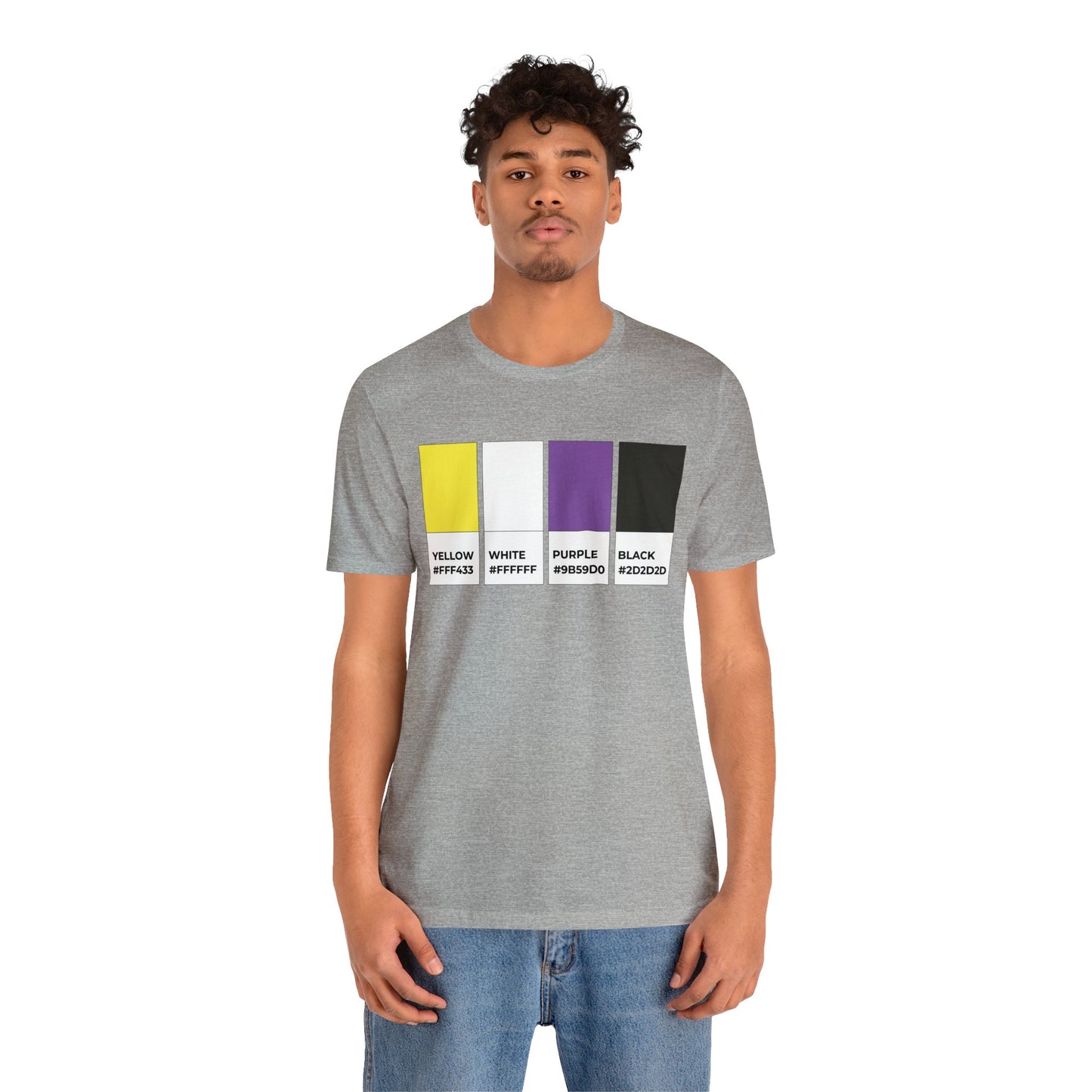 Funny Non-Binary Enby NB Pride Flag Pantone Colors Unisex Jersey Short Sleeve T-Shirt