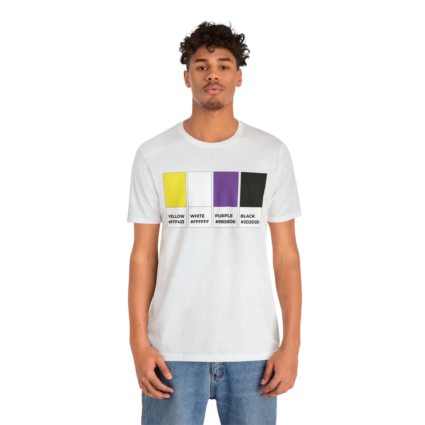 Funny Non-Binary Enby NB Pride Flag Pantone Colors Unisex Jersey Short Sleeve T-Shirt