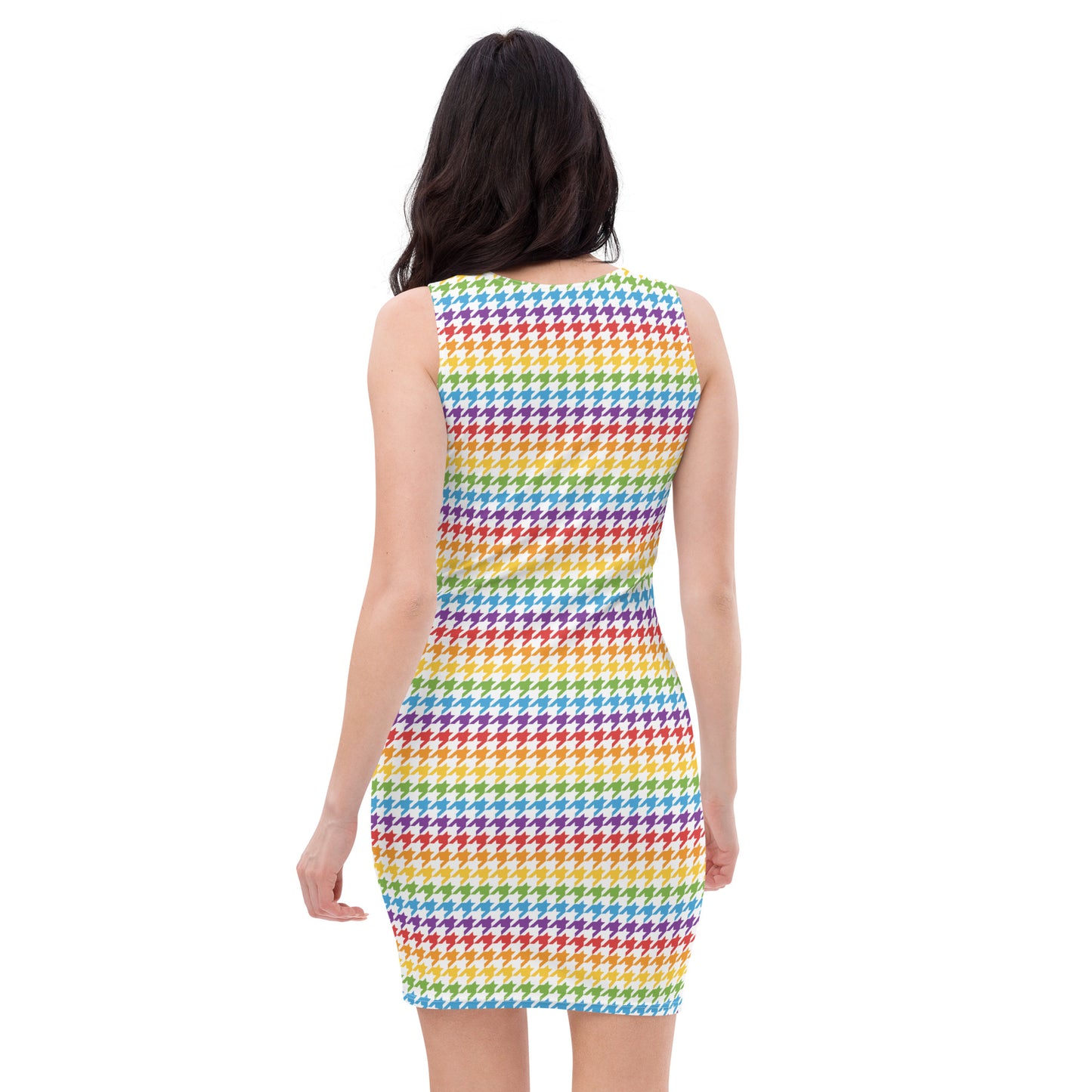 Rainbow Pride Bodycon Dress - LGBTQIA Red, Orange, Yellow, Green, Blue, Indigo, and Viole Flag Sexy Fitted Dress - Parade Club Vacation