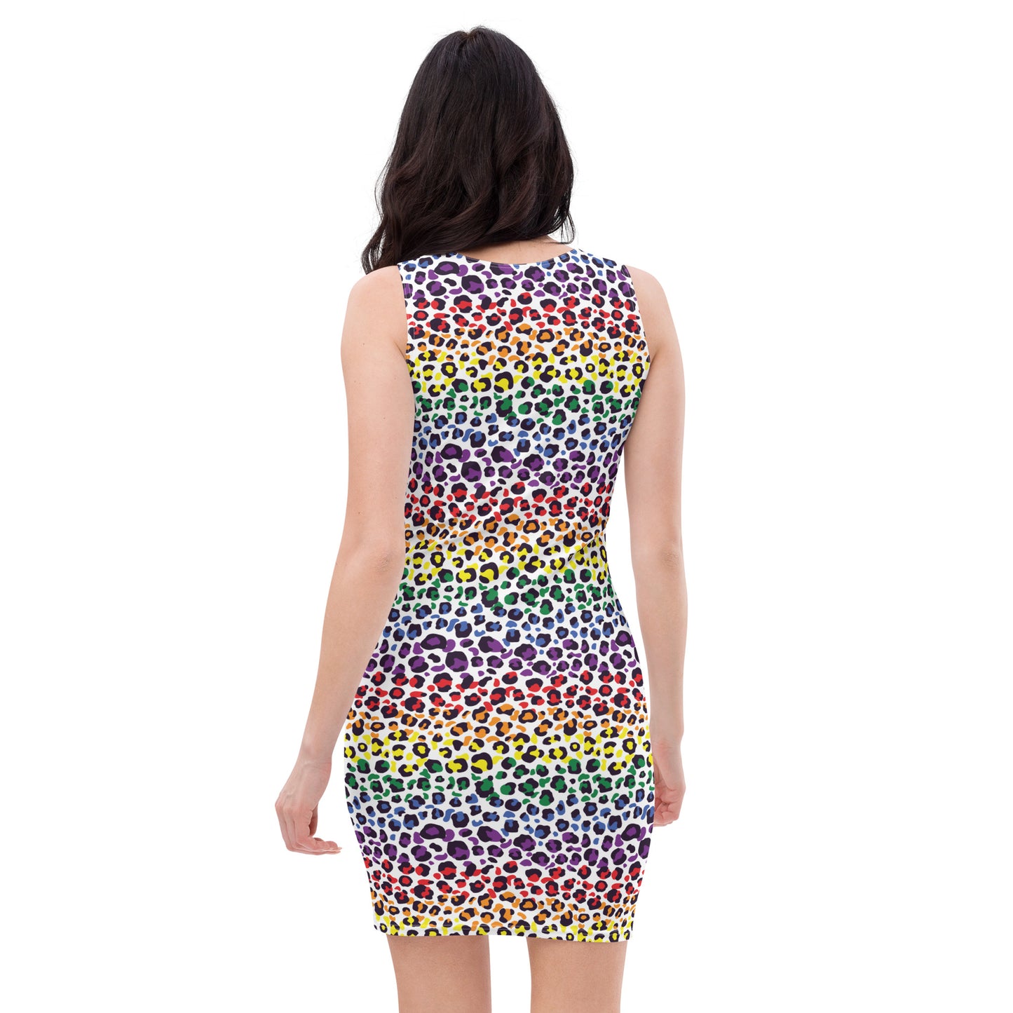 Rainbow Pride Bodycon Dress - LGBTQIA Red, Orange, Yellow, Green, Blue, Indigo, and Viole Flag Sexy Fitted Dress - Parade Club Vacation