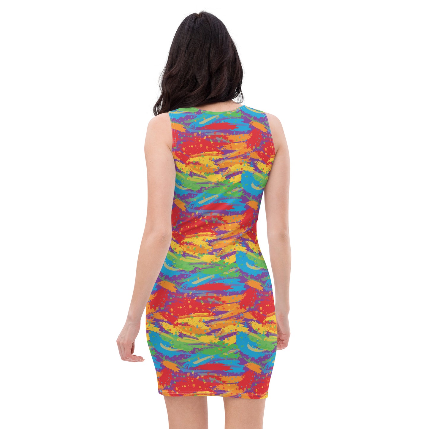 Rainbow Pride Bodycon Dress - LGBTQIA Red, Orange, Yellow, Green, Blue, Indigo, and Viole Flag Sexy Fitted Dress - Parade Club Vacation