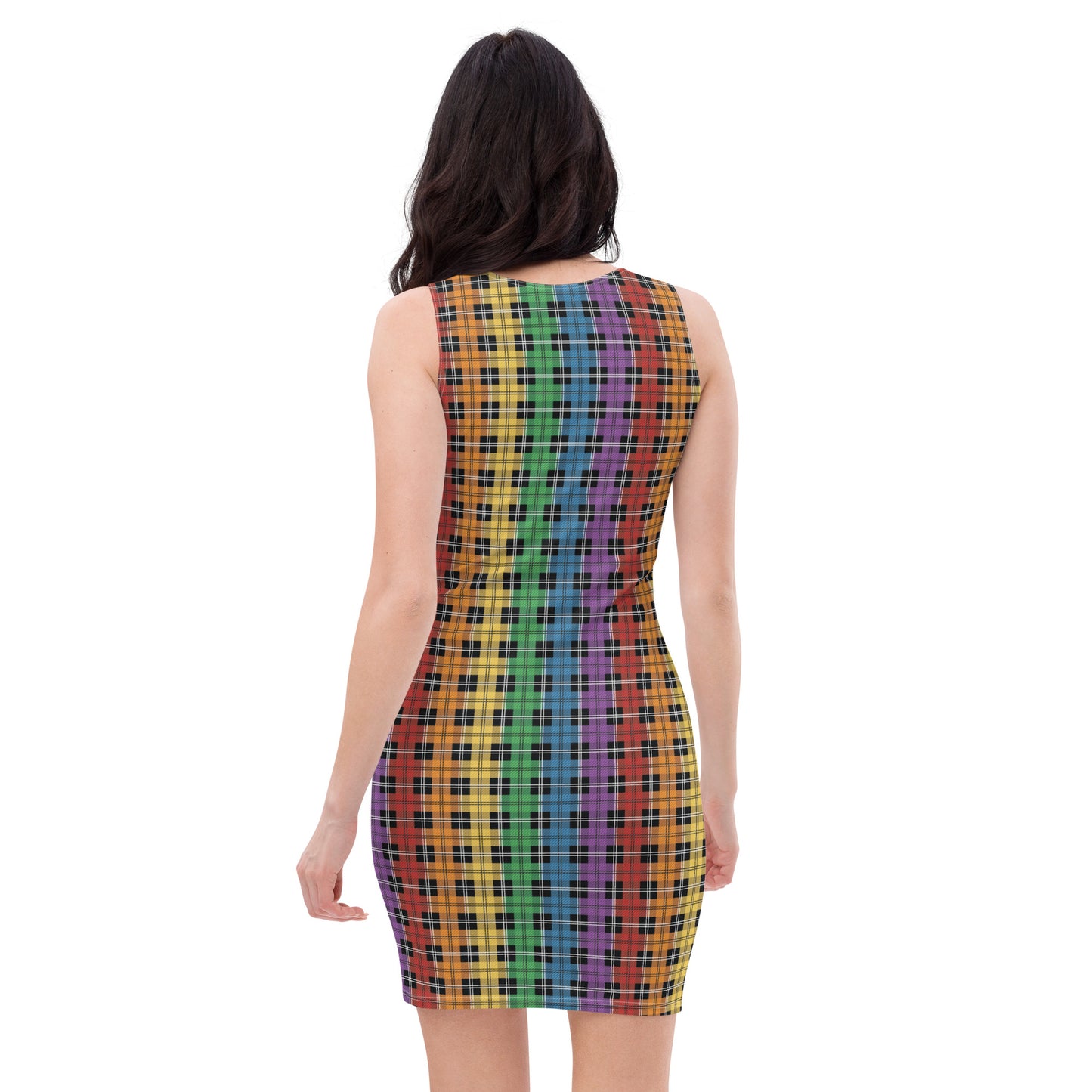 Rainbow Pride Bodycon Dress - LGBTQIA Red, Orange, Yellow, Green, Blue, Indigo, and Viole Flag Sexy Fitted Dress - Parade Club Vacation