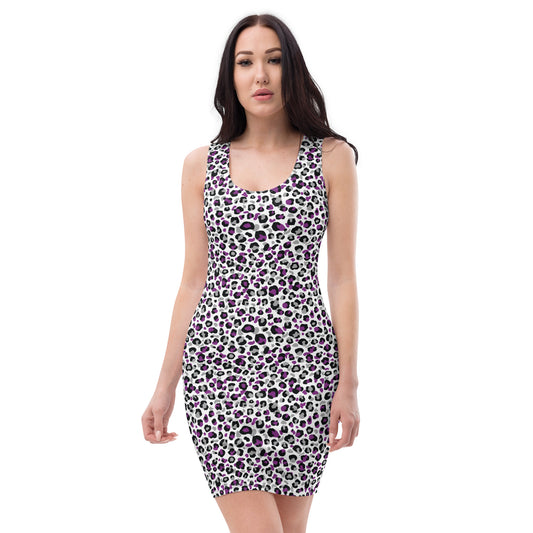 Asexual Pride Bodycon Dress - LGBTQIA Black, Gray, Purple, and White Flag Sexy Fitted Dress - Parade Club Vacation