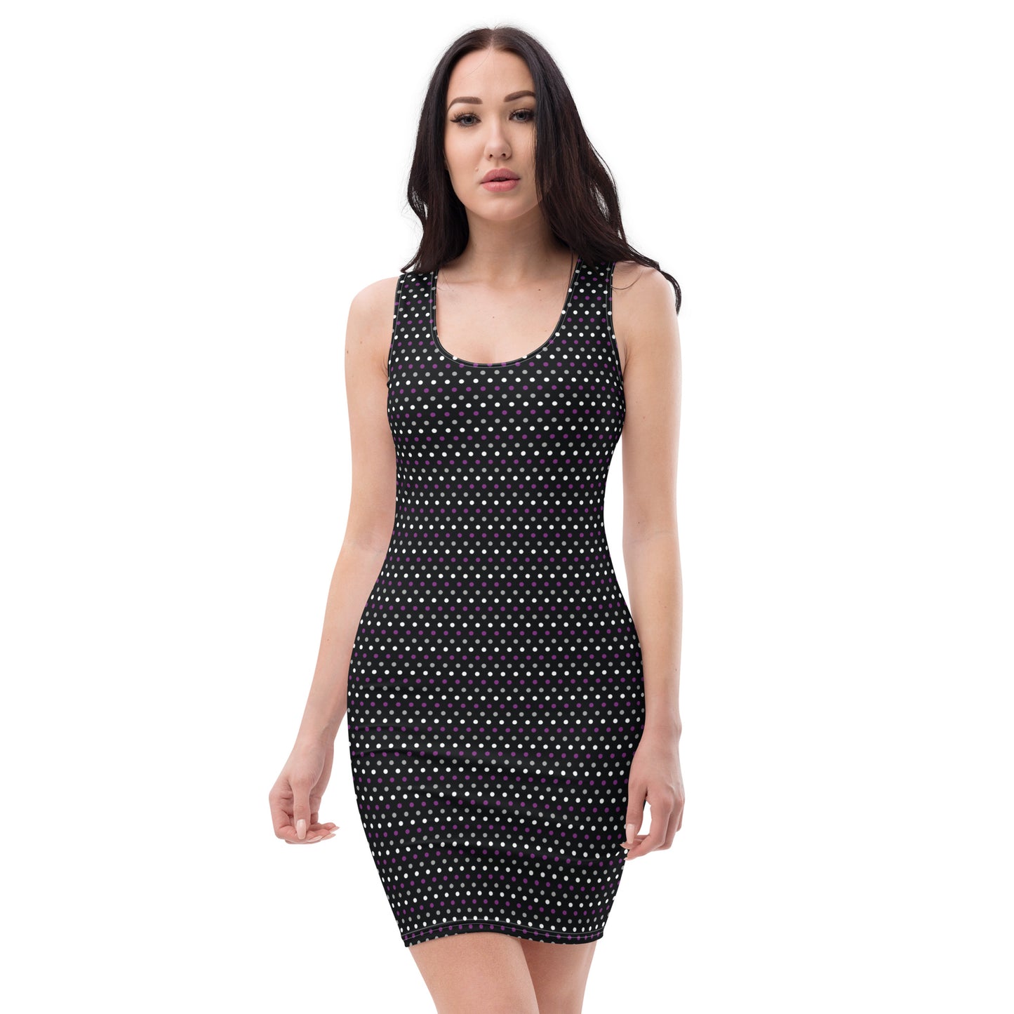 Asexual Pride Bodycon Dress - LGBTQIA Black, Gray, Purple, and White Flag Sexy Fitted Dress - Parade Club Vacation