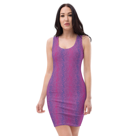 Bisexual Pride Bodycon Dress - LGBTQIA Pink, Purple, Blue Flag Sexy Fitted Dress - Parade Club Vacation