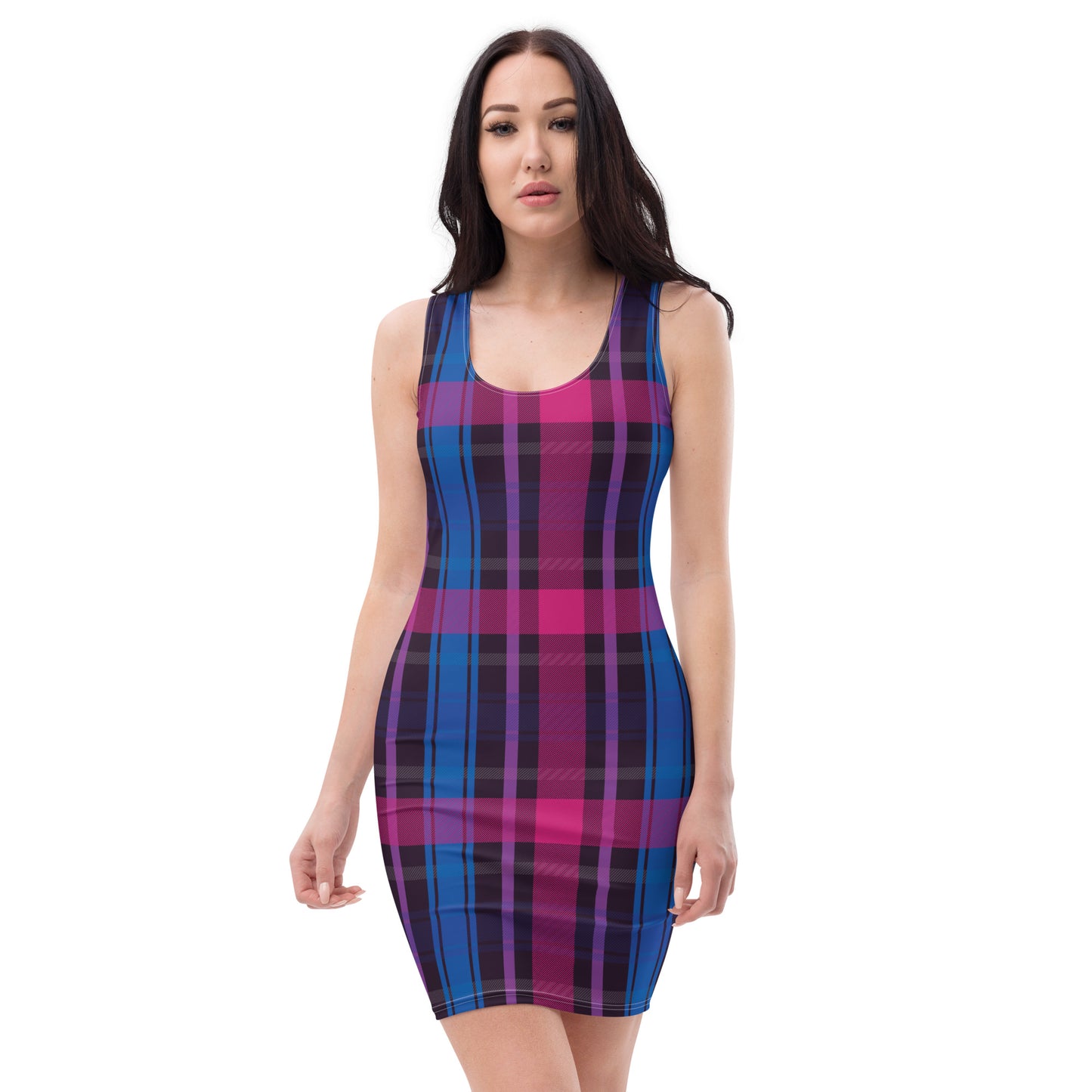 Bisexual Pride Bodycon Dress - LGBTQIA Pink, Purple, Blue Flag Sexy Fitted Dress - Parade Club Vacation