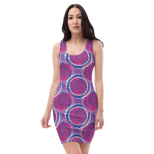 Bisexual Pride Bodycon Dress - LGBTQIA Pink, Purple, Blue Flag Sexy Fitted Dress - Parade Club Vacation