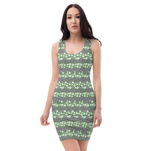 Gender Queer Pride Bodycon Dress - LGBTQIA Purple, White, Green Flag Sexy Fitted Dress - Parade Club Vacation