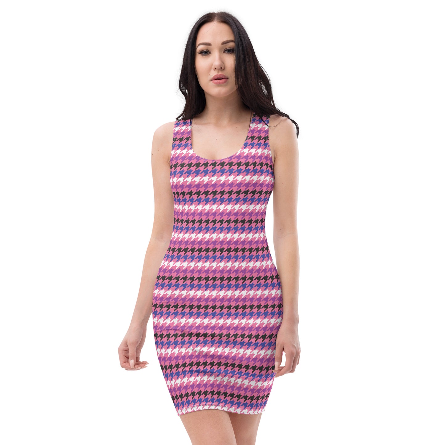 Genderfluid Pride Bodycon Dress - LGBTQIA Pink, White, Purple, Black, Blue Flag Sexy Fitted Dress - Parade Club Vacation