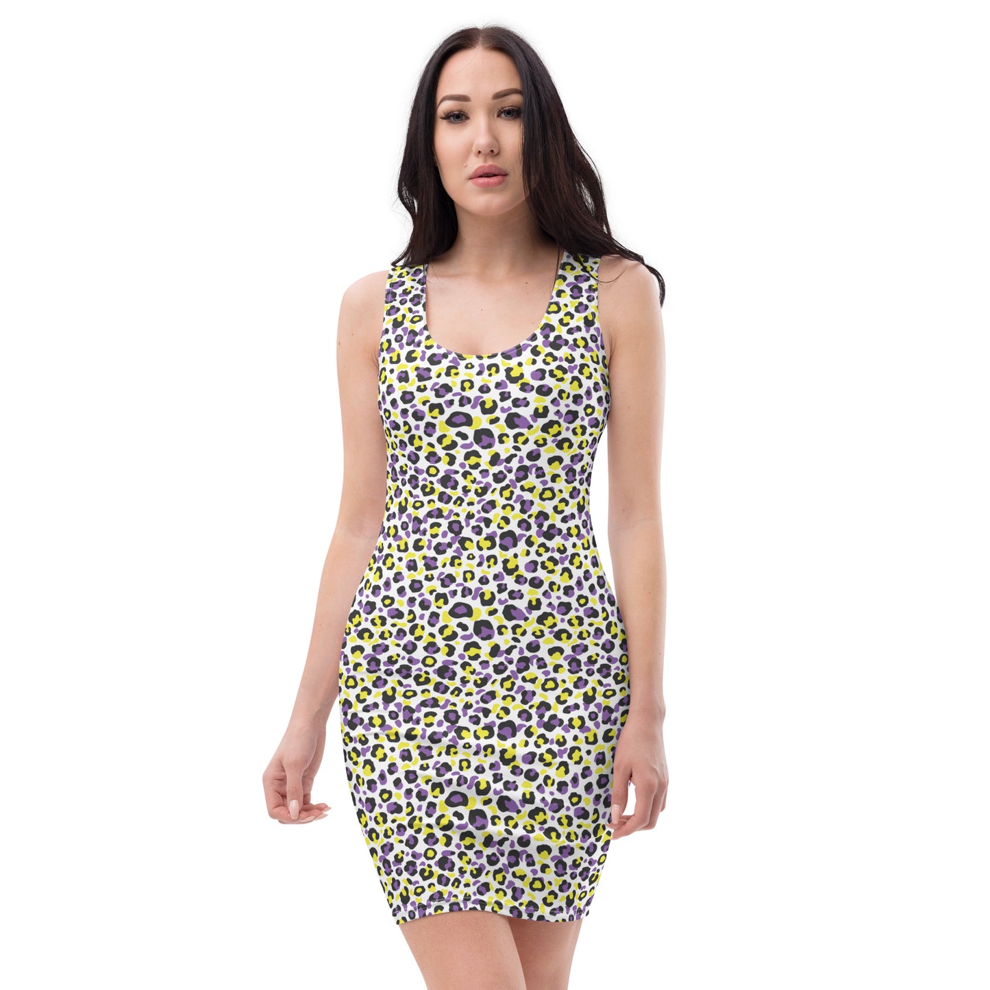 Non Binary Pride Bodycon Dress - LGBTQIA Yellow, Purple, White, Black Flag Sexy Fitted Dress - Parade Club Vacation