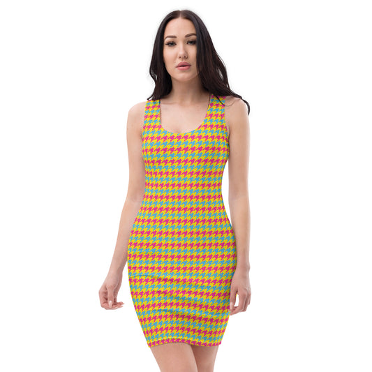 Pansexual Pride Bodycon Dress - LGBTQIA Pink, Blue, Yellow Flag Sexy Fitted Dress - Parade Club Vacation