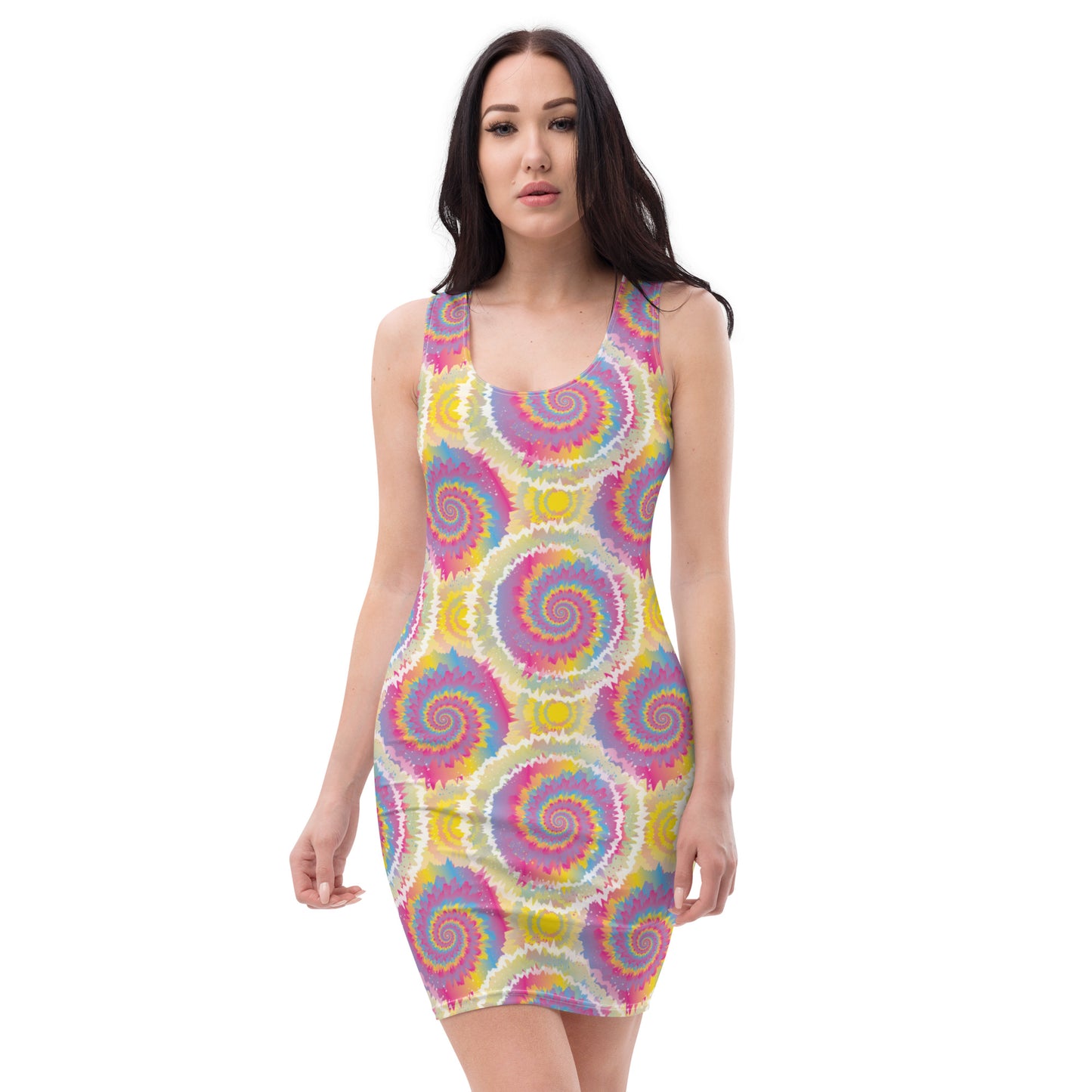 Pansexual Pride Bodycon Dress - LGBTQIA Pink, Blue, Yellow Flag Sexy Fitted Dress - Parade Club Vacation