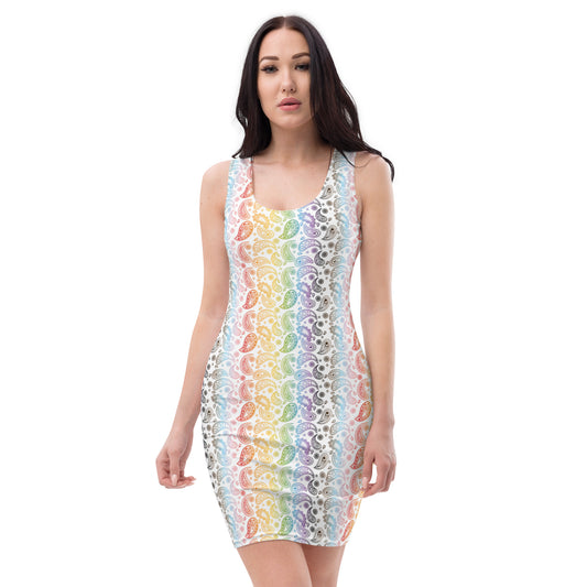 Progress Pride Pride Bodycon Dress - LGBTQIA Red, Orange, Yellow, Green, Rainbow, Purple, Black, Pink and White Flag Sexy Fitted Dress - Parade Club Vacation