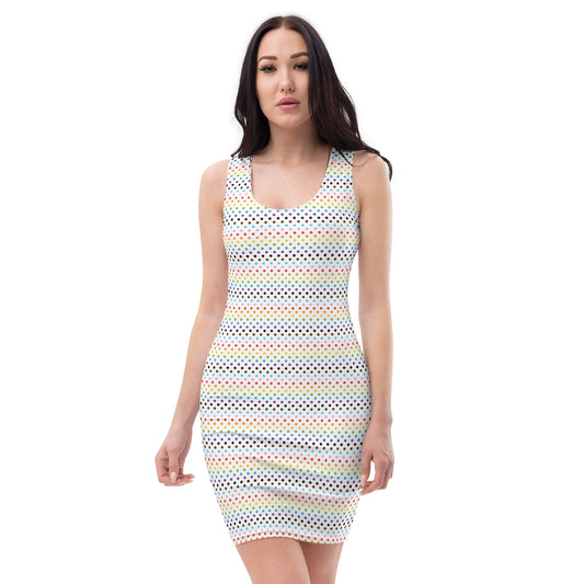 Progress Pride Pride Bodycon Dress - LGBTQIA Red, Orange, Yellow, Green, Rainbow, Purple, Black, Pink and White Flag Sexy Fitted Dress - Parade Club Vacation