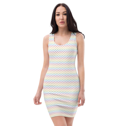 Rainbow Pride Bodycon Dress - LGBTQIA Red, Orange, Yellow, Green, Blue, Indigo, and Viole Flag Sexy Fitted Dress - Parade Club Vacation