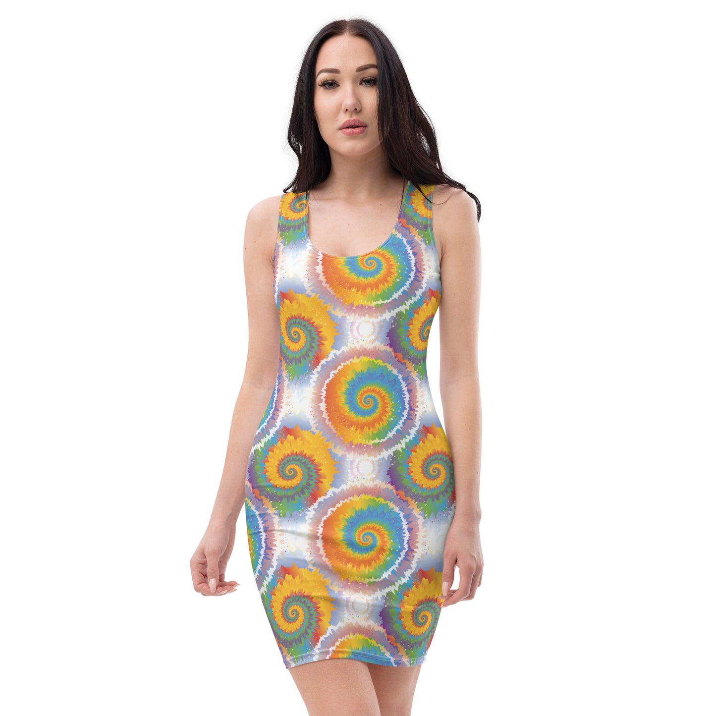 Rainbow Pride Bodycon Dress - LGBTQIA Red, Orange, Yellow, Green, Blue, Indigo, and Viole Flag Sexy Fitted Dress - Parade Club Vacation