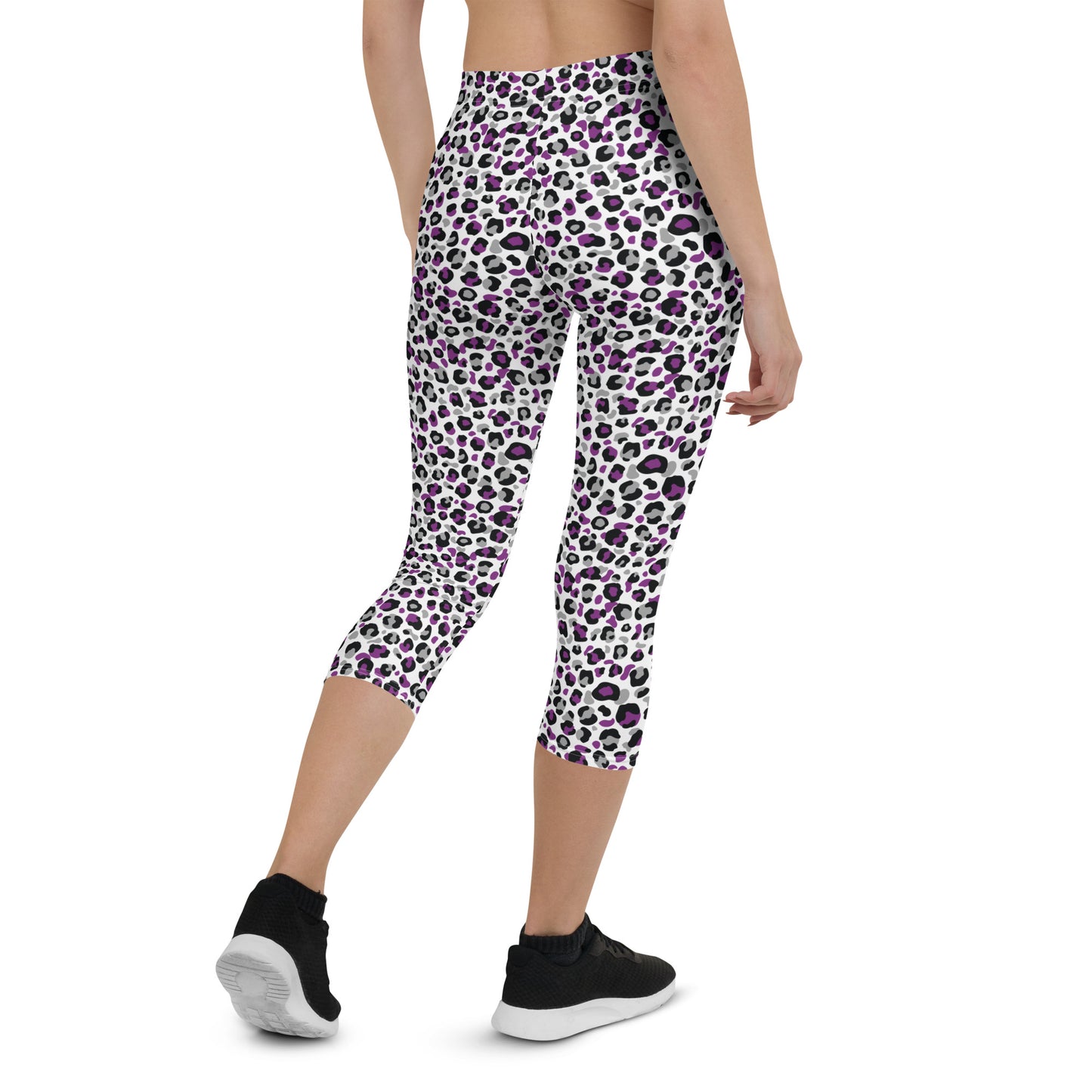 Asexual Pride Capri Leggings - LGBTQIA Black, Gray, Purple, and White  Flag Activewear Pants - Parade Club Vacation Running Workout